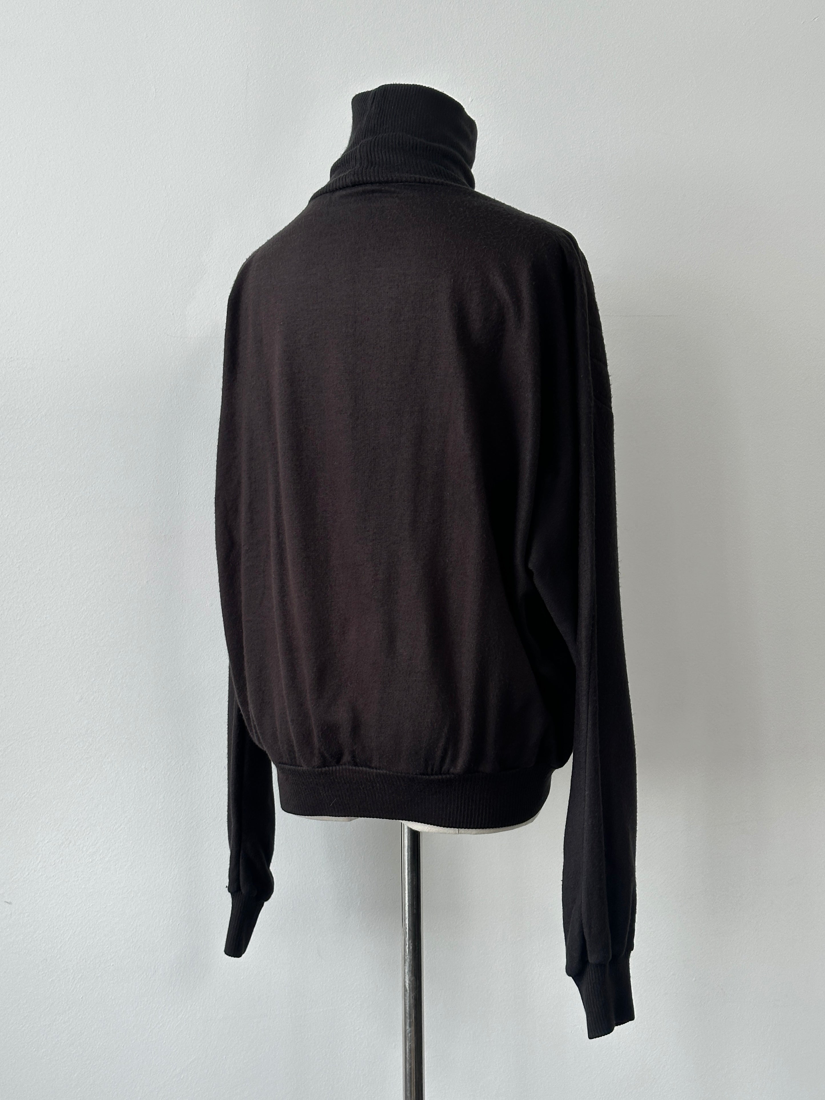 Vintage 1980s Cropped Boxy Roll Neck Jumper - M