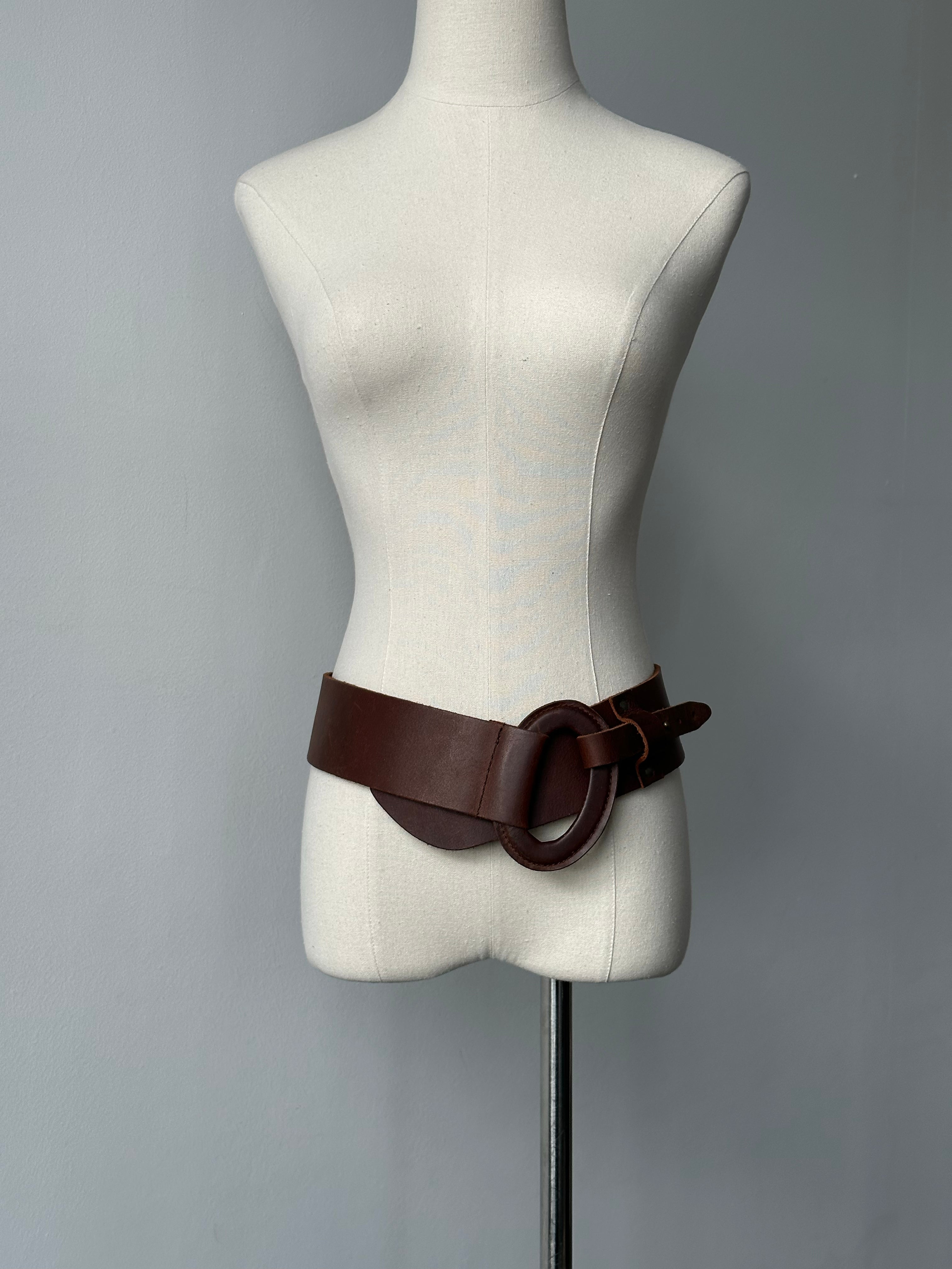 Vintage 1990s Chunky Oval Leather Belt - W36-38