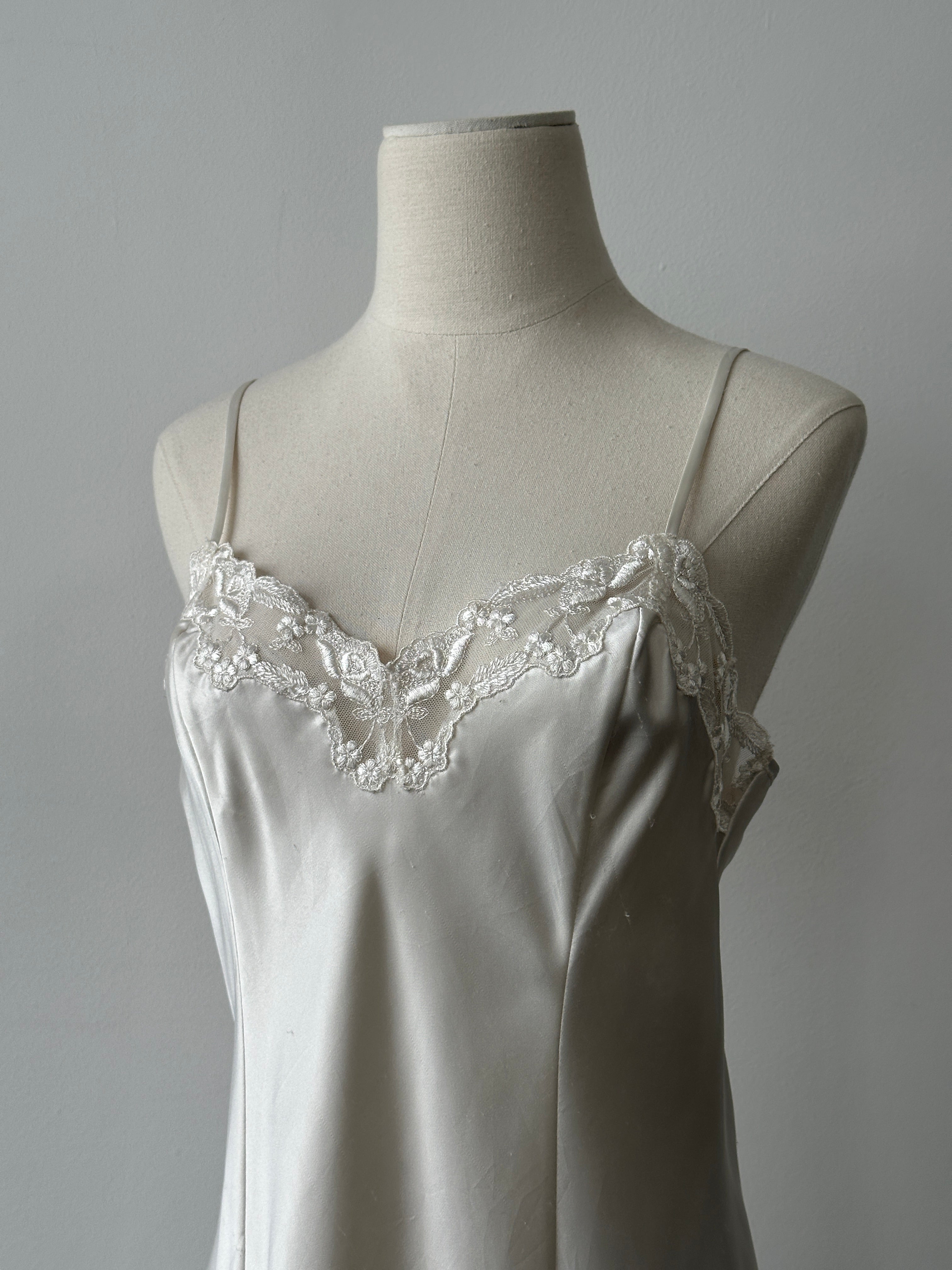 Victoria's Secret 2000s Satin Lace Mini Slip Dress - S