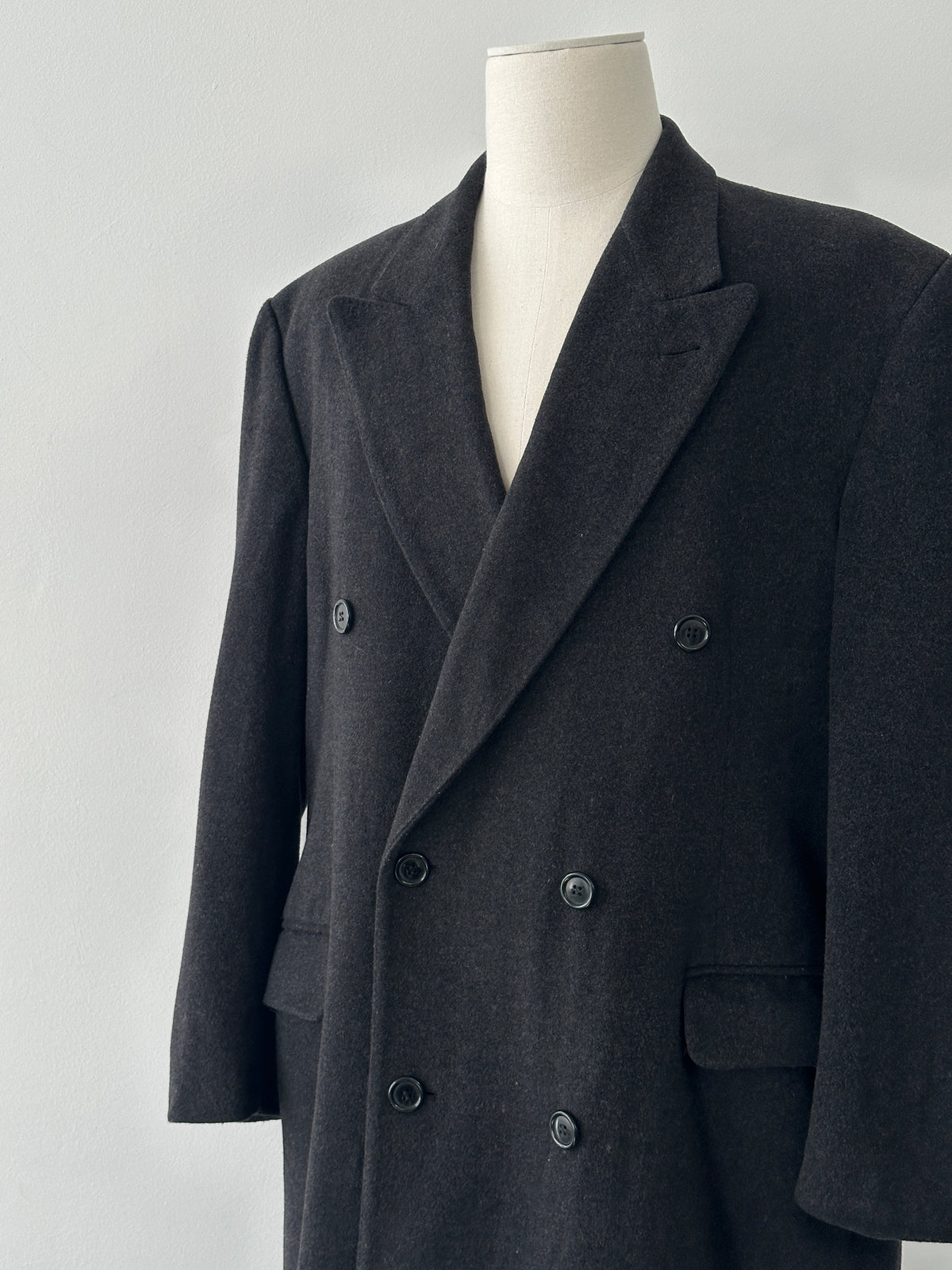 Vintage 1990s Wool Cashmere Double Breasted Coat - XL