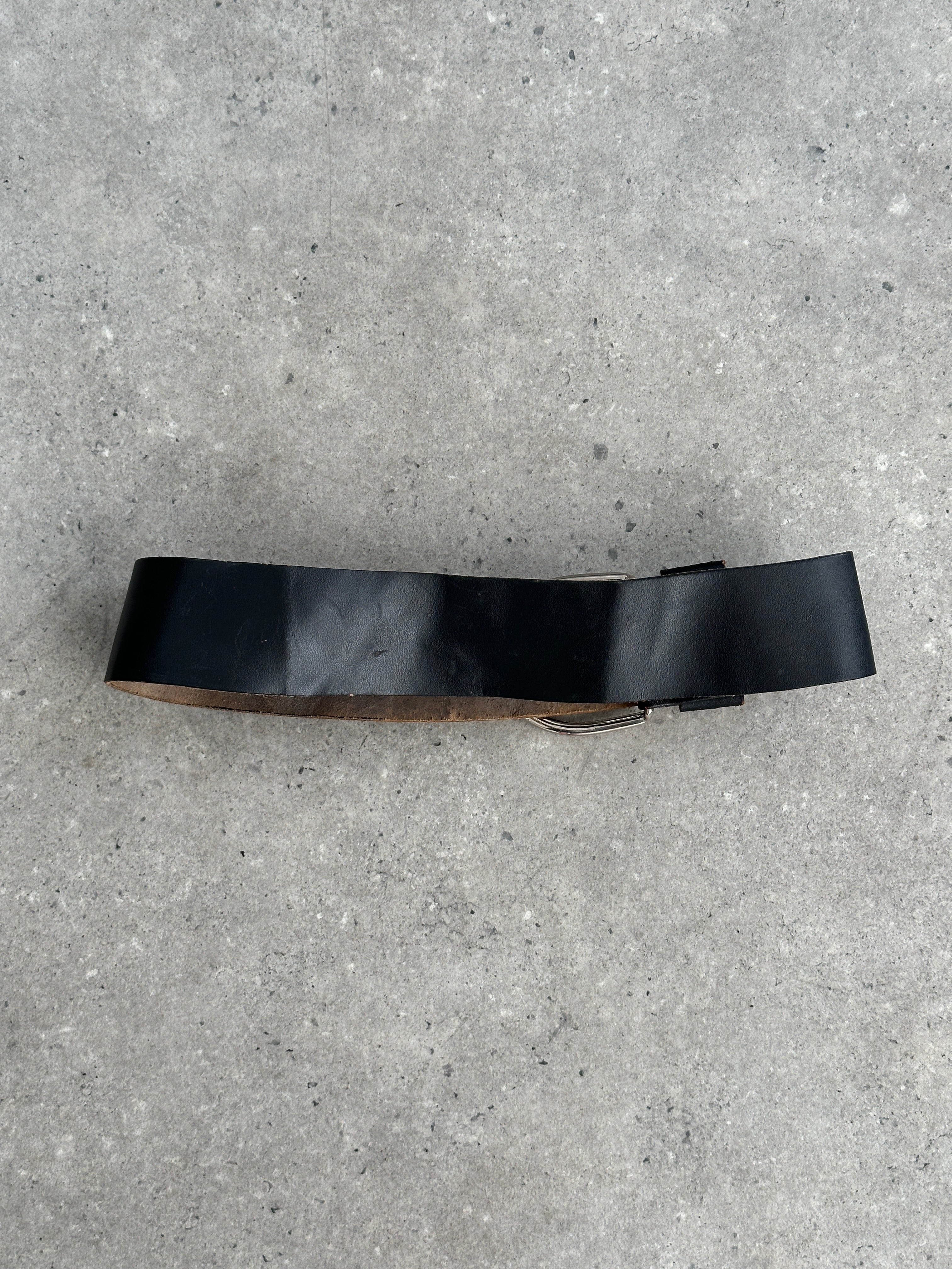 French Vintage 1990s Leather Chunky Belt - W23-28