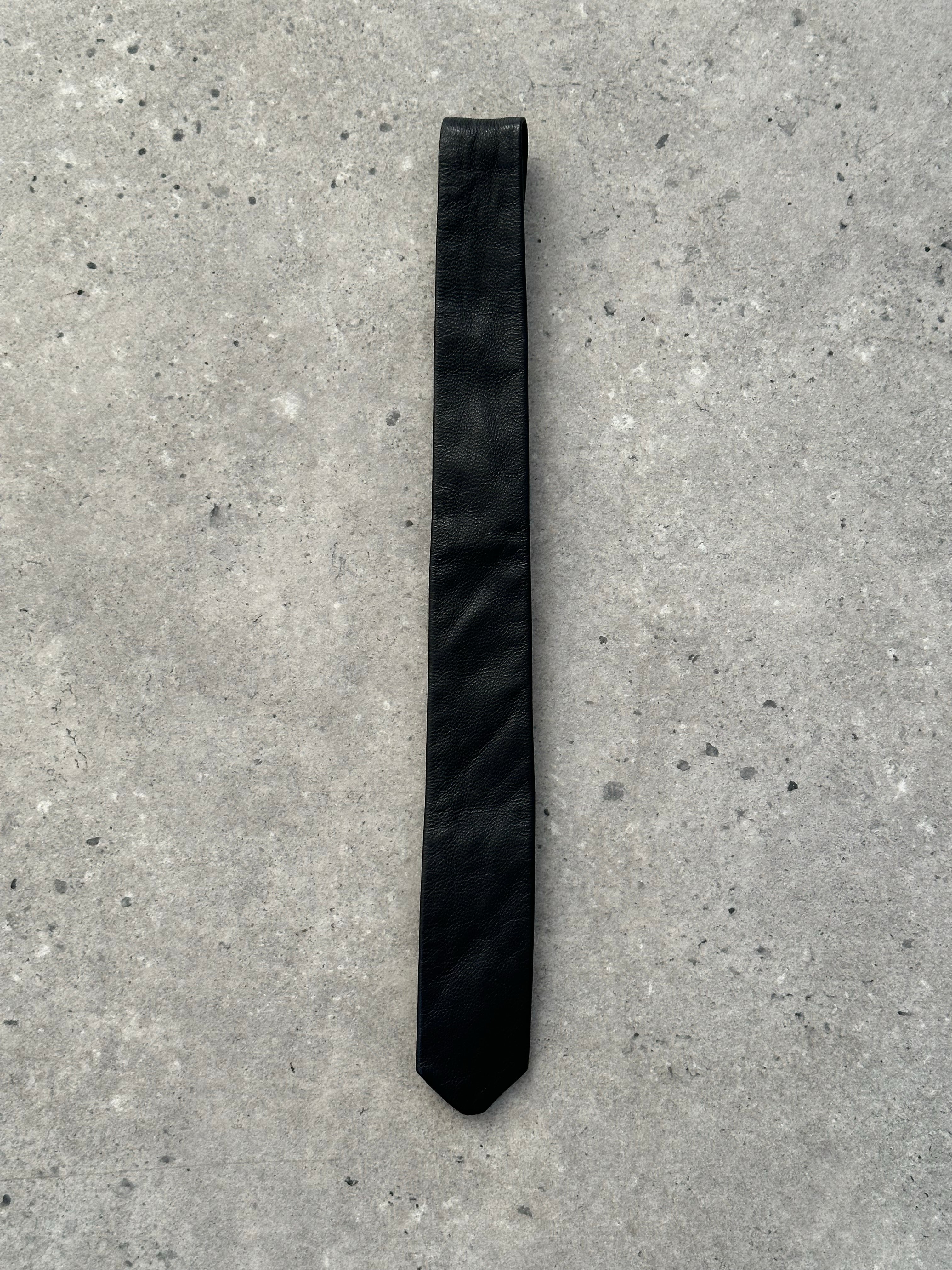 Italian Vintage 1990s Slim Leather Tie