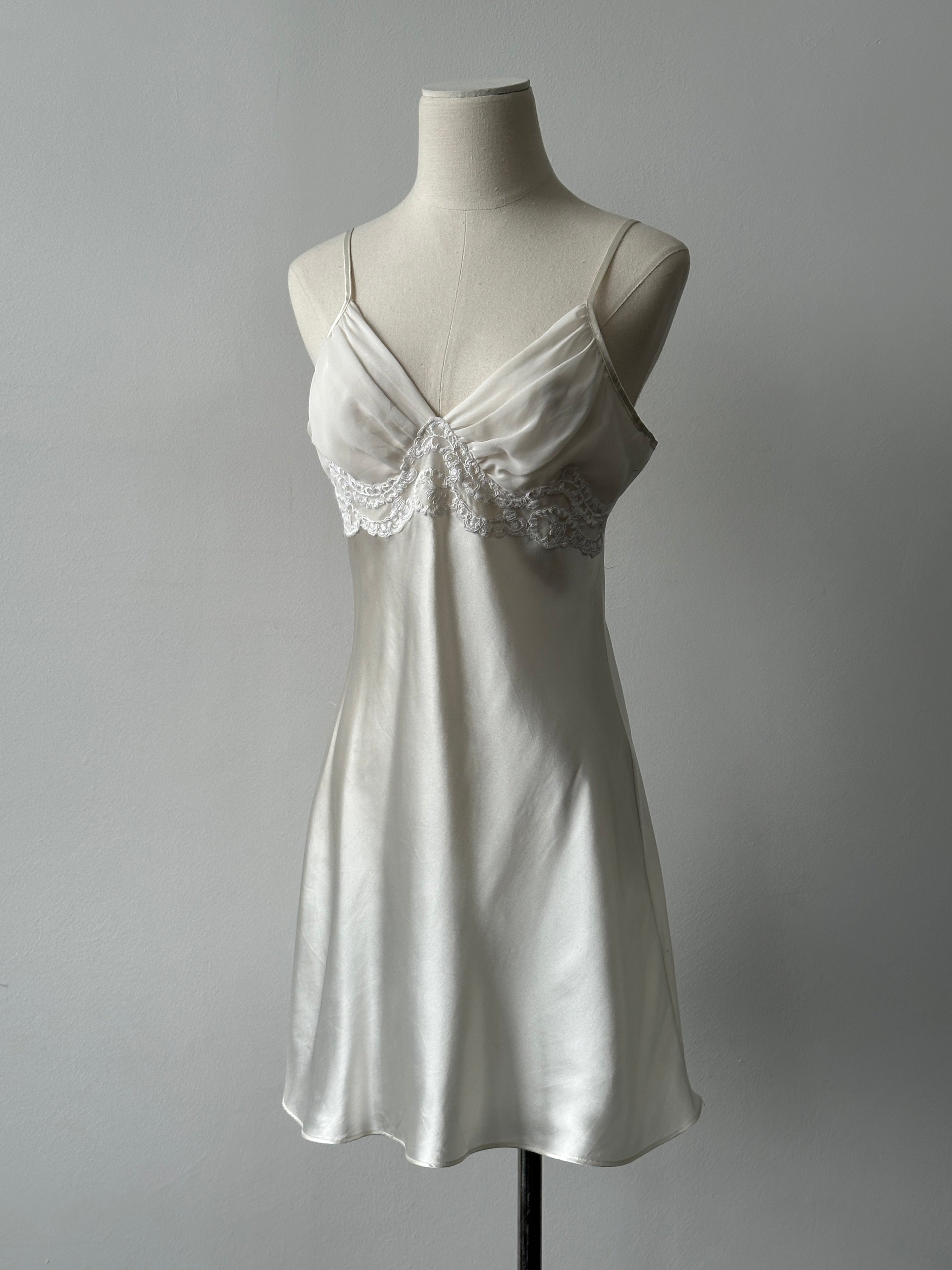 Vintage 2000s Satin Sleeveless Mini Slip Dress - S
