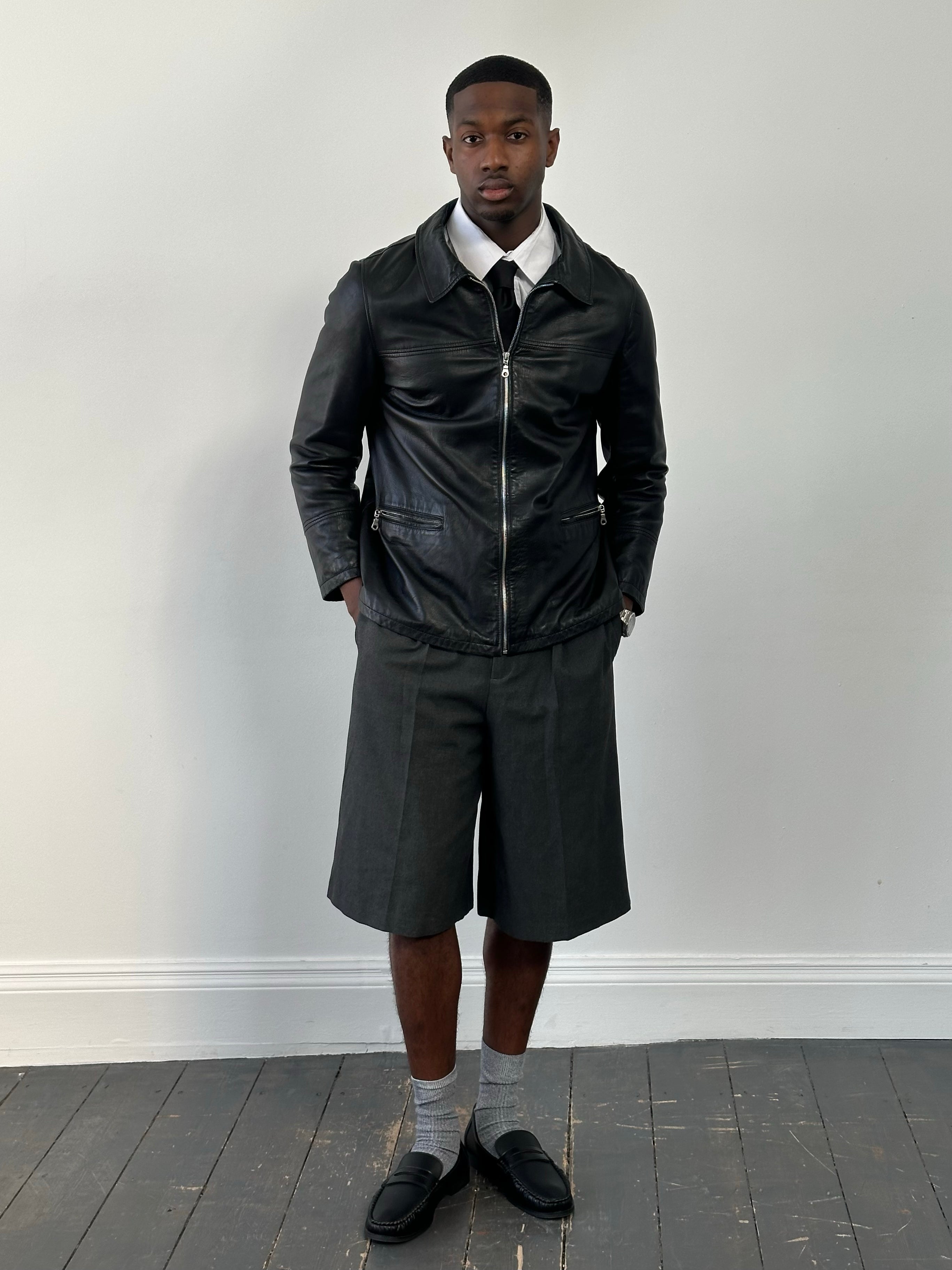 Vintage 1990s Leather Boxy Leather Jacket - M