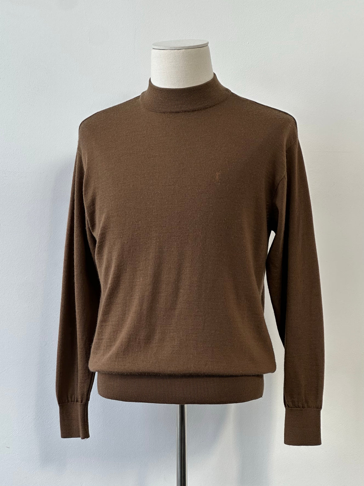 Yves Saint Laurent 1990s Pure Wool High Neck Knit Jumper - M