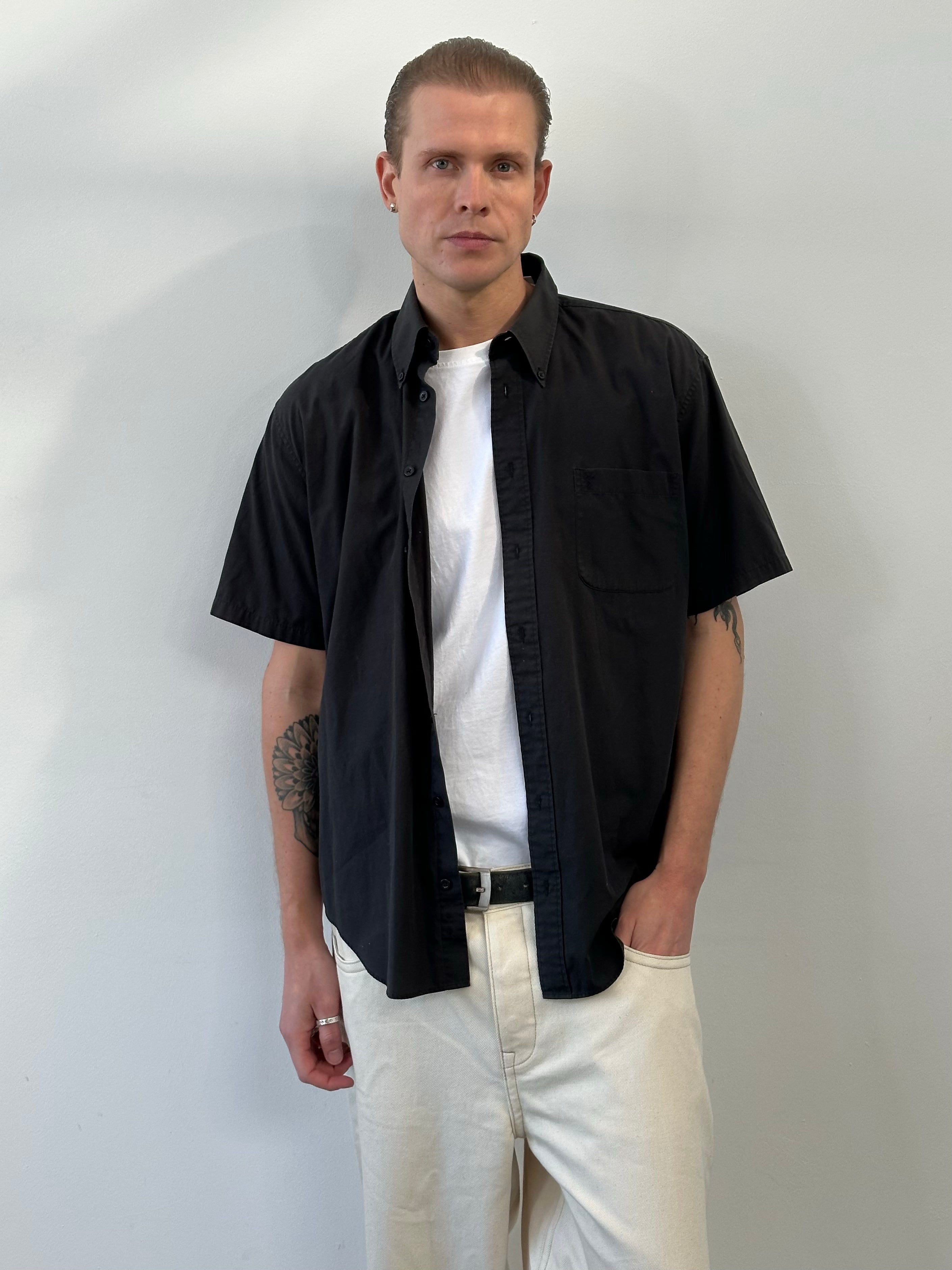 Yves Saint Laurent Pour Homme 1990s Cotton Short Sleeve Shirt - M/L