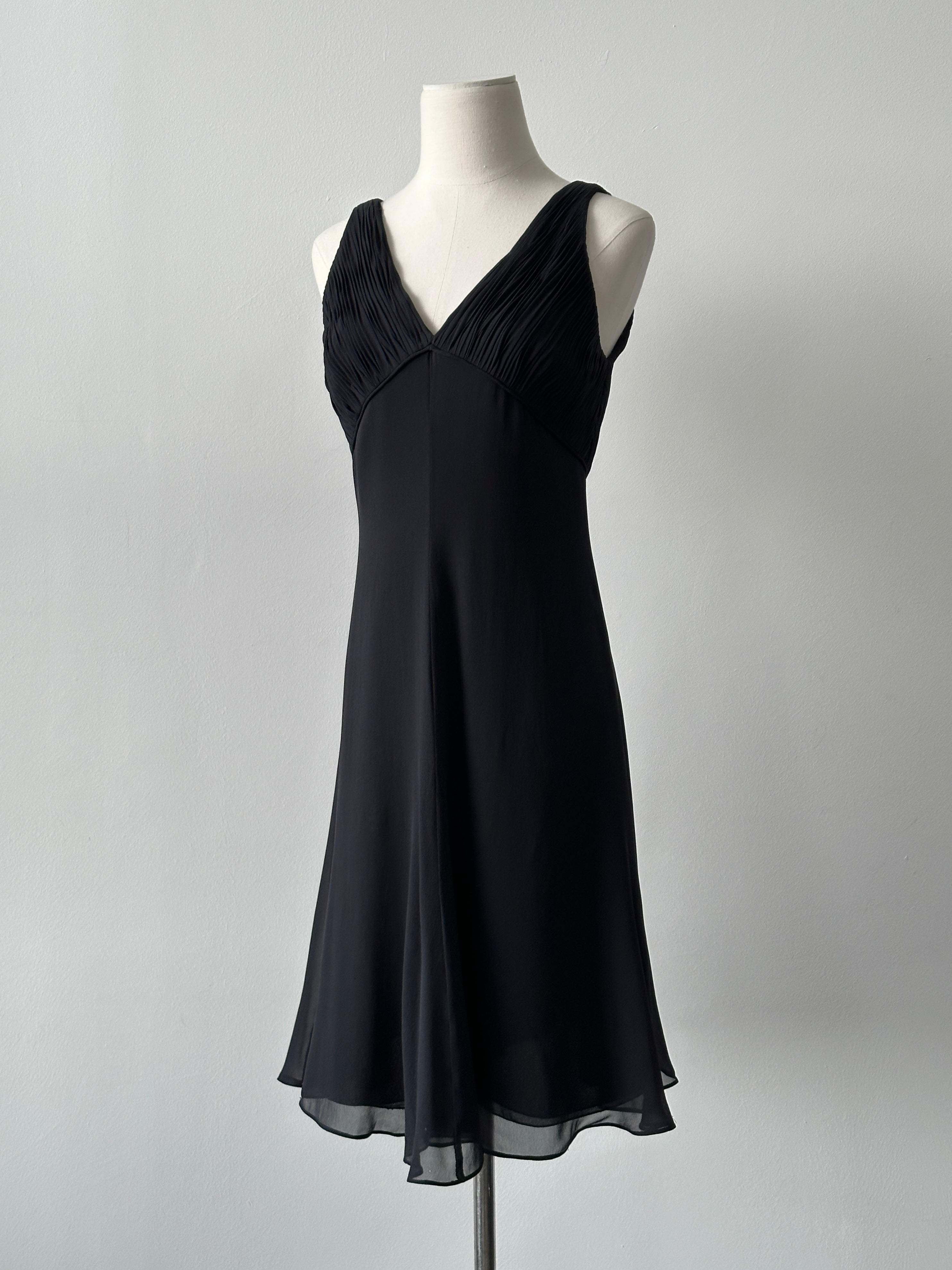 Armani Collezioni 2000s Pure Silk Pleated Midi Dress -