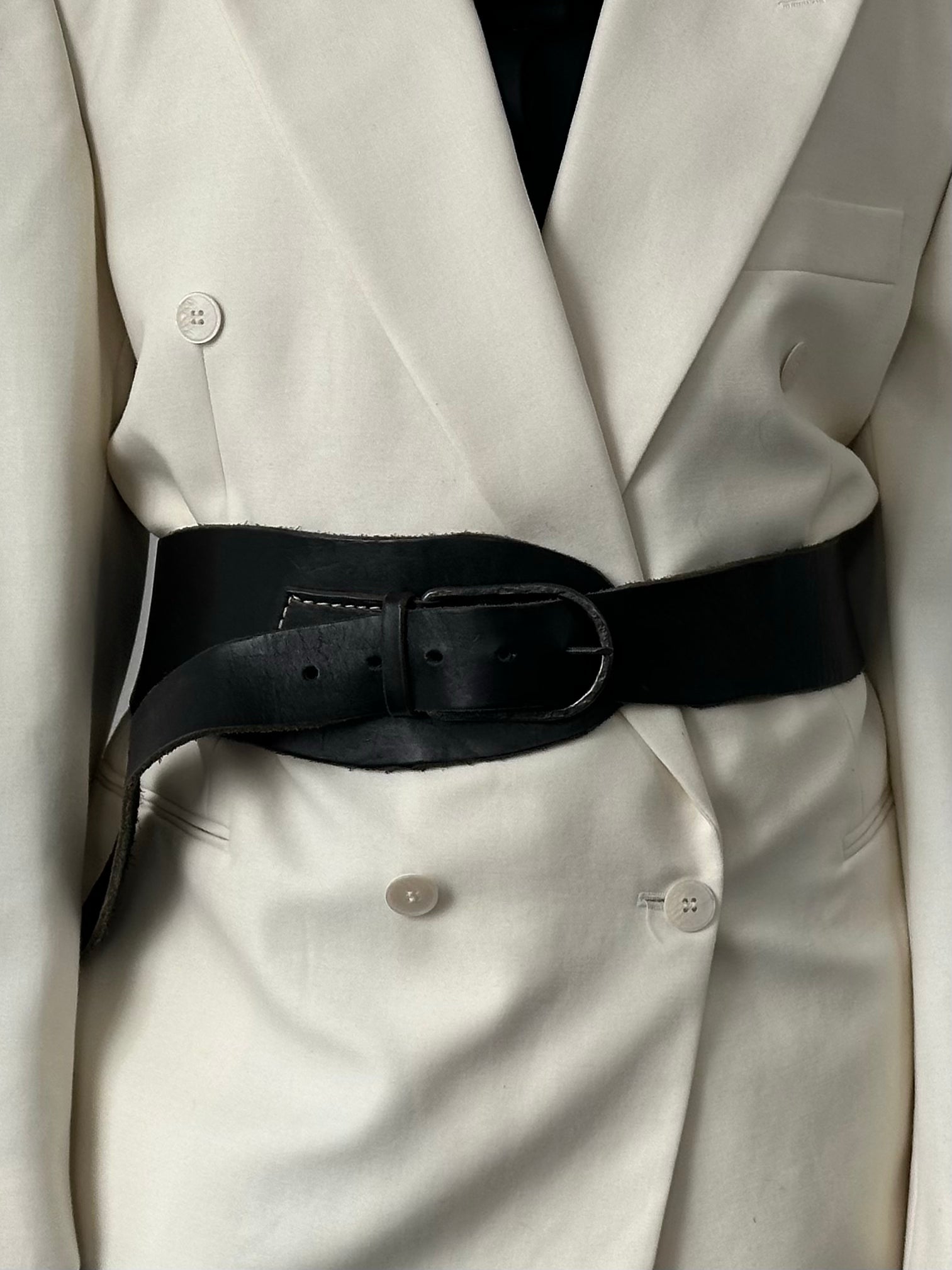 Vintage 2000s Leather Chunky Hip Belt - W38-42
