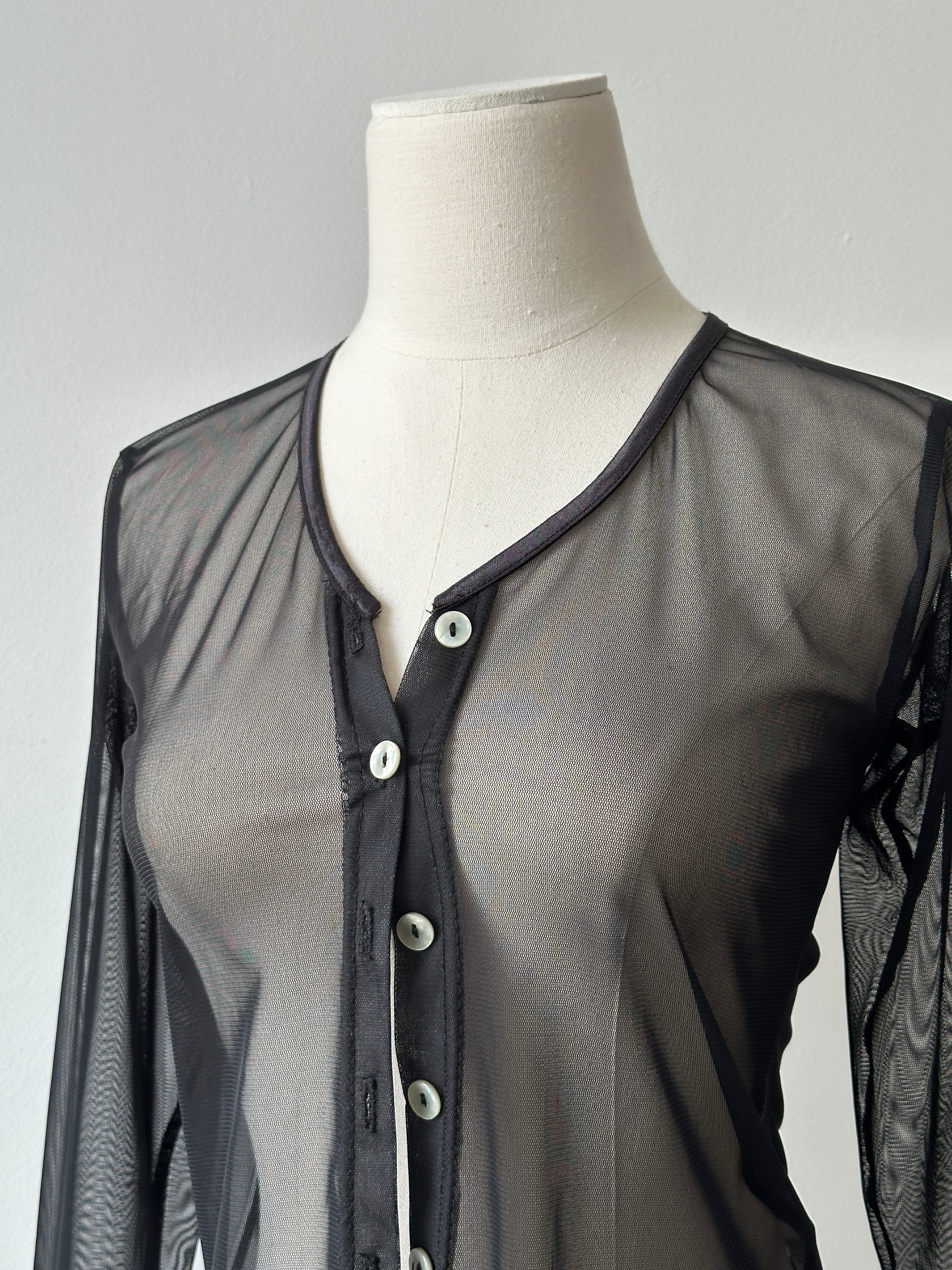 Vintage 1990s Nylom Sheer Cardigan - S
