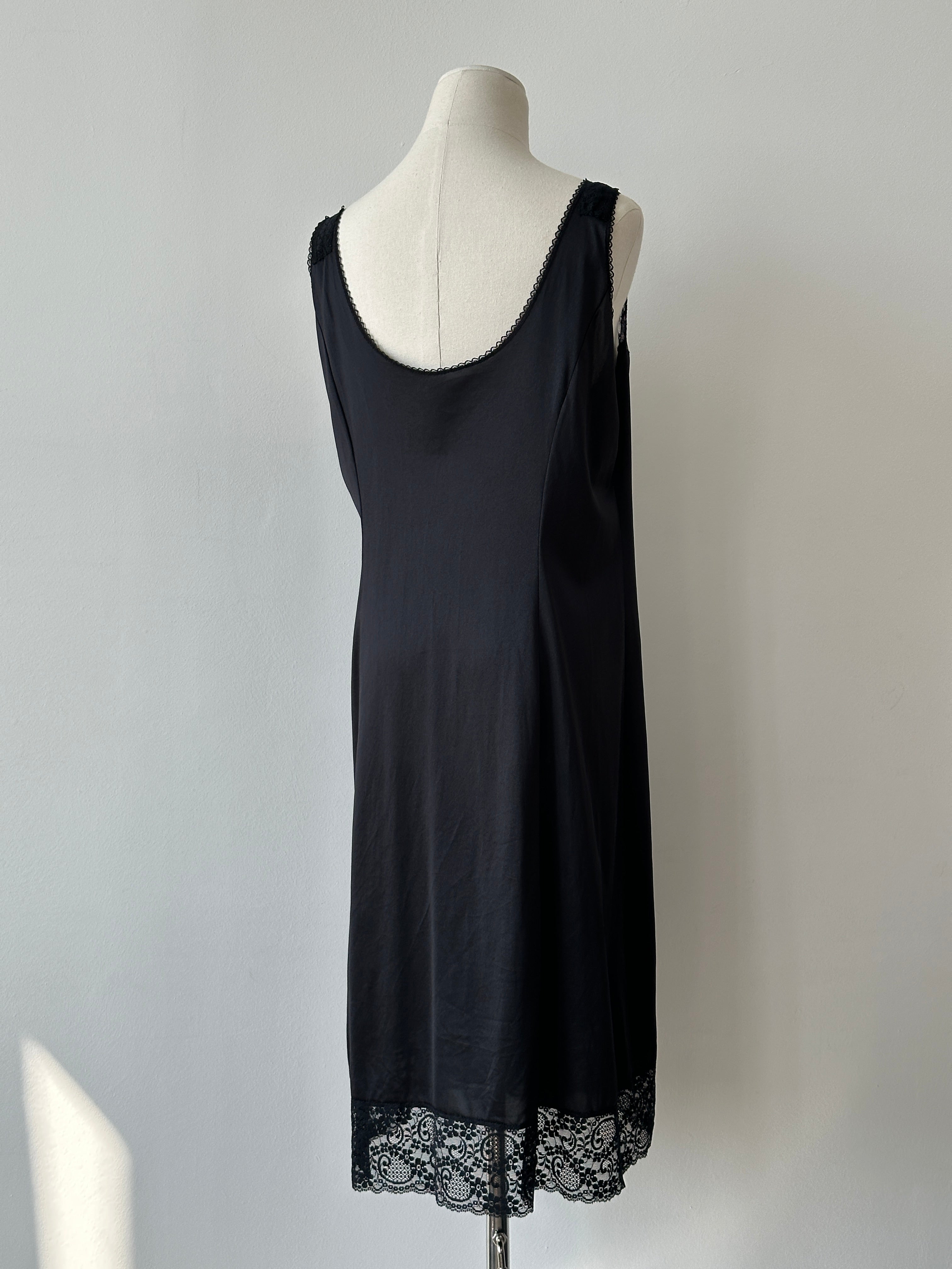 Vintage 1990s Satin Lace Midi Dress - L