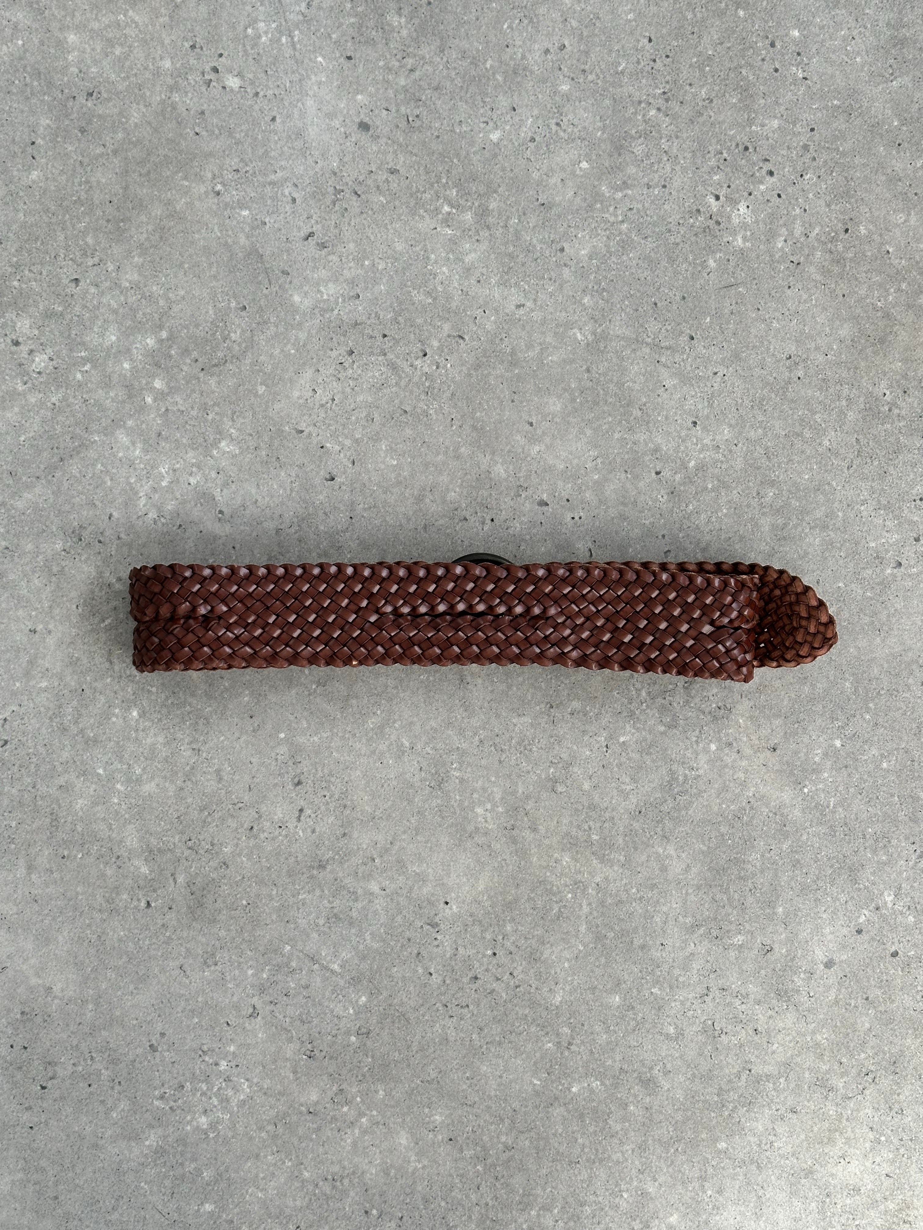 Vintage 1990s Leather Woven Belt - W24-29