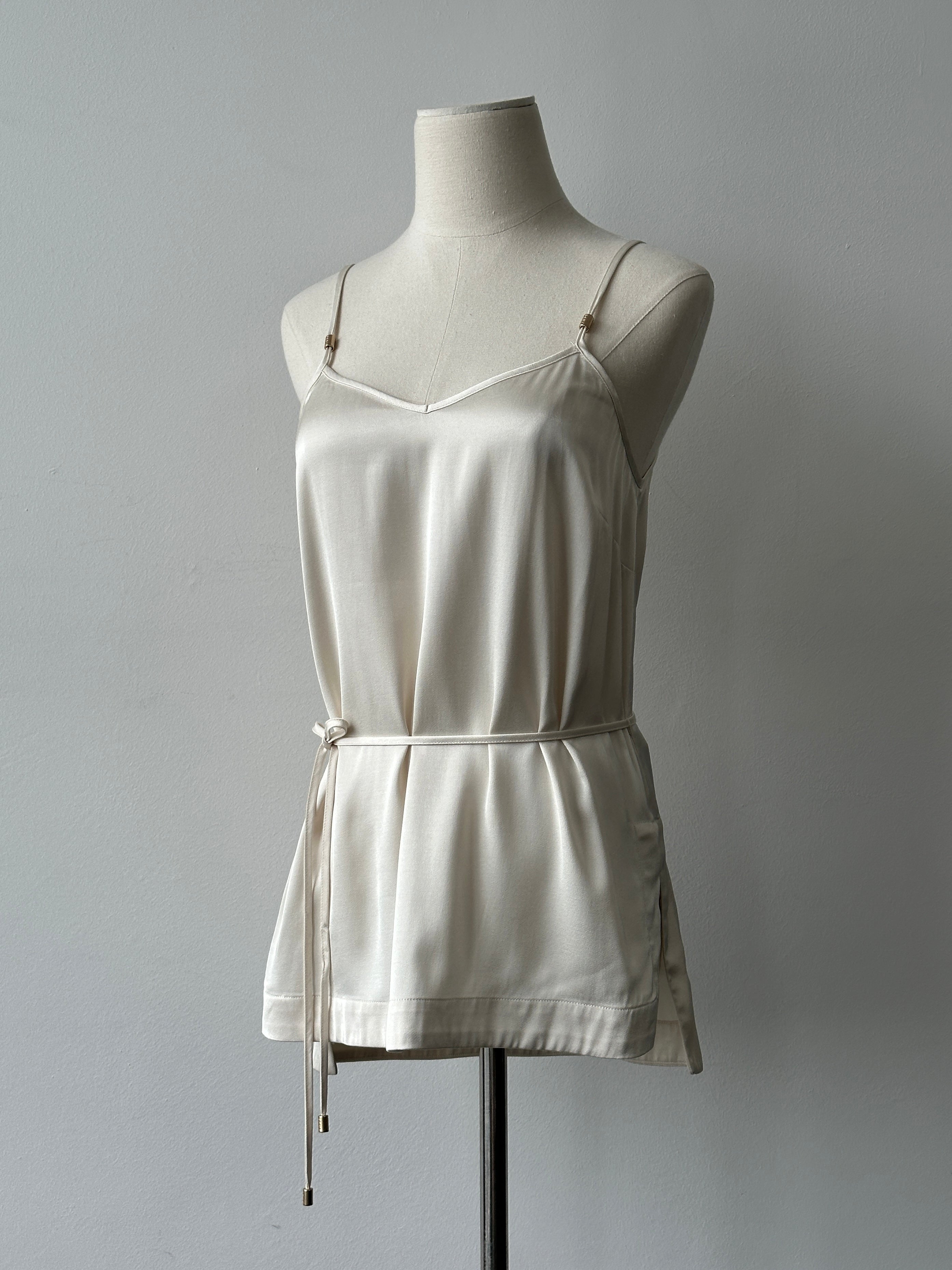 DKNY 2000s Satin Tie Belt Sleeveless Top - S