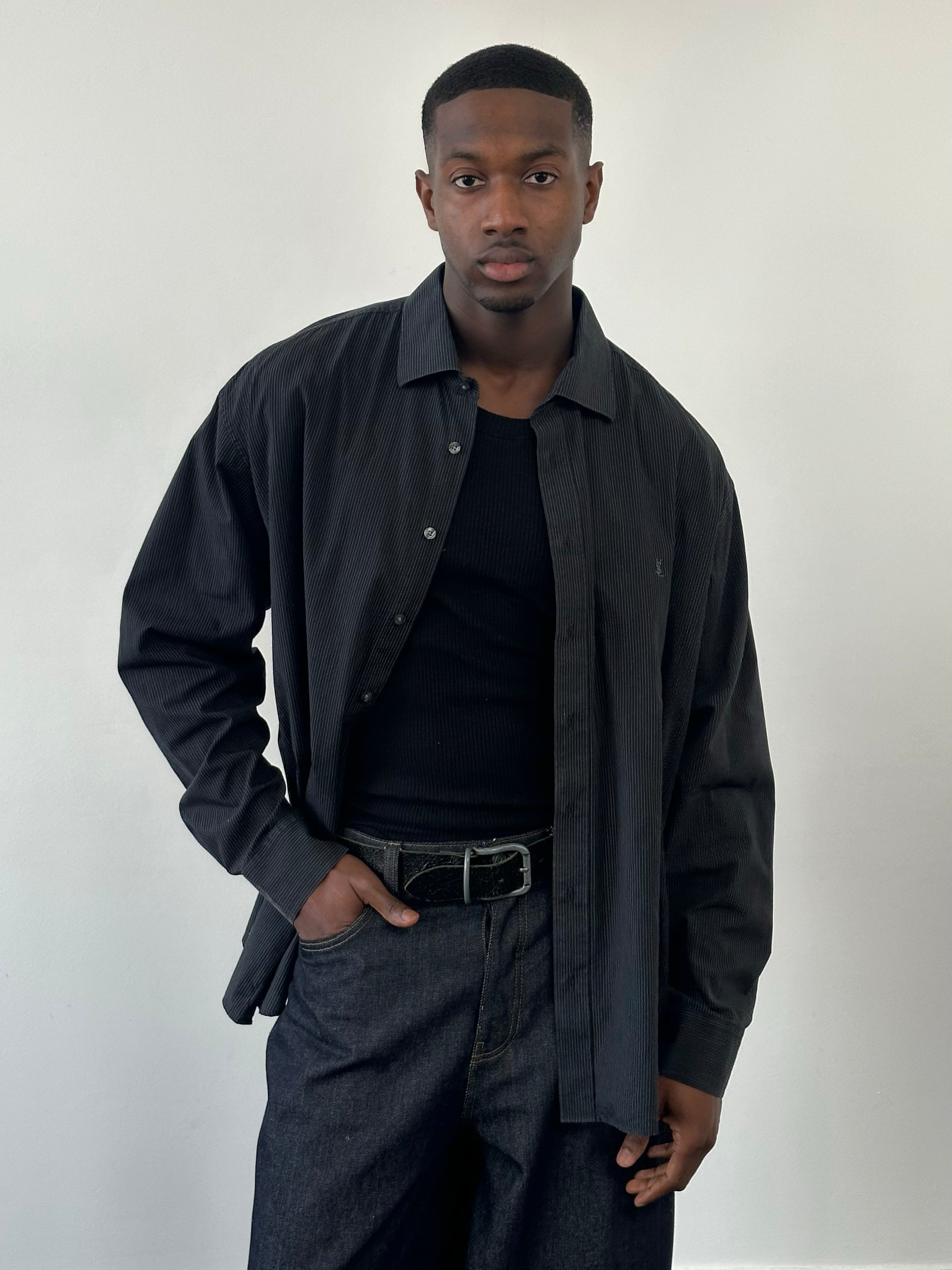 Yves Saint Laurent Pour Homme 2000s Pure Cotton Striped Shirt - XXL