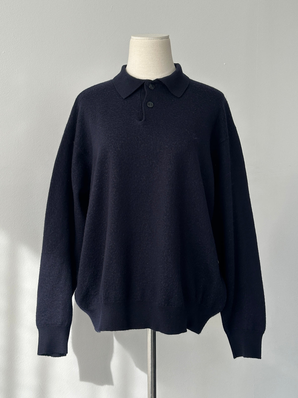 Burberry London 1990s Pure Wool Boxy Polo Jumper - M-L