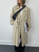 Italian Vintage Cotton Double Breasted Trench Coat - XL - SYLK