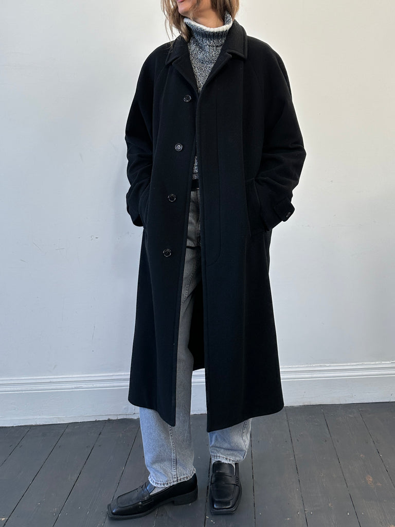 Vintage Concealed Placket Wool Cashmere Coat - L/XL - SYLK