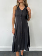 Italian Vintage Pure Linen Side Split Dress - S/M - SYLK