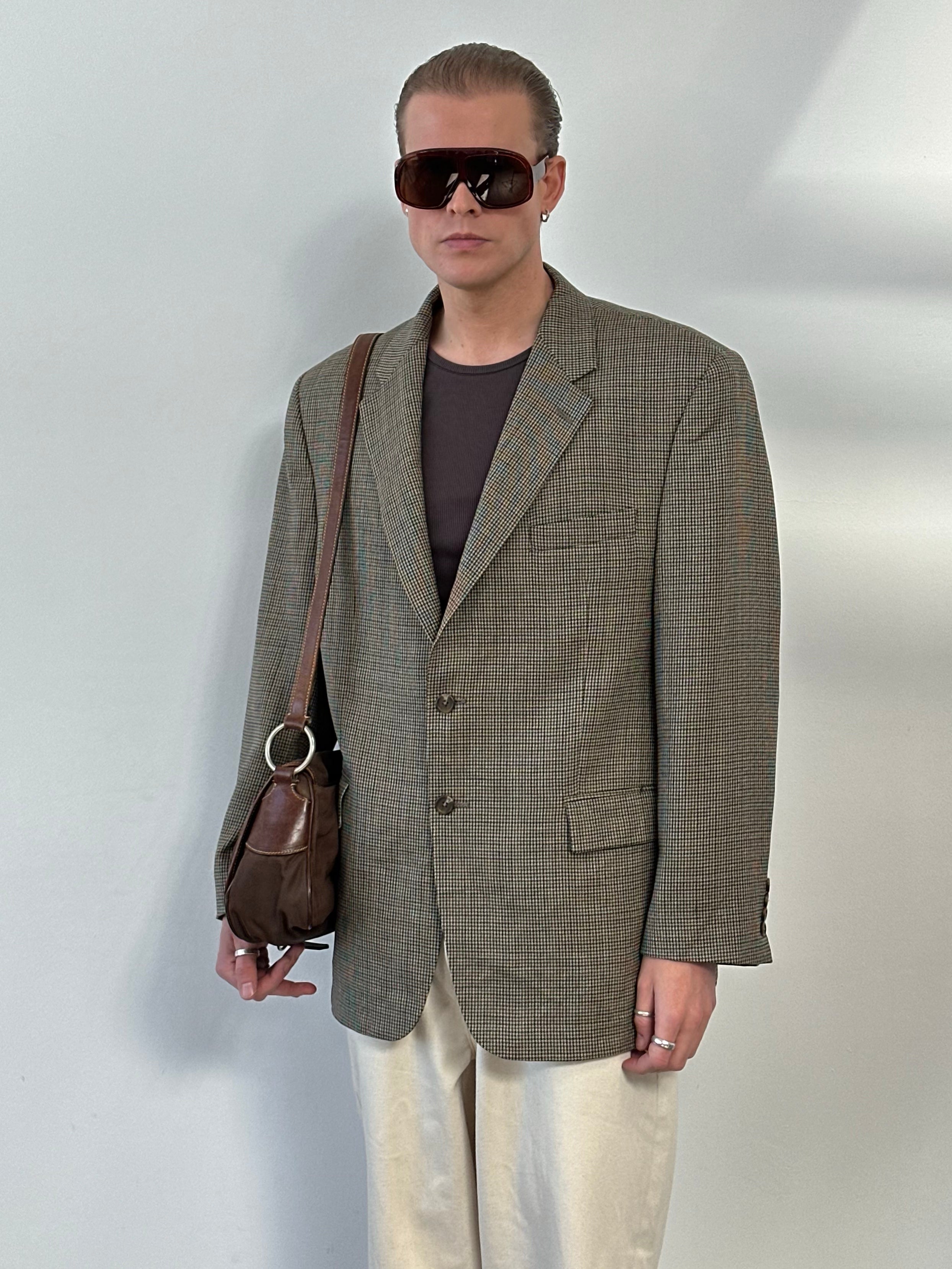 Ralph Lauren 1990s Pure Wool Houndstooth Blazer - 44R
