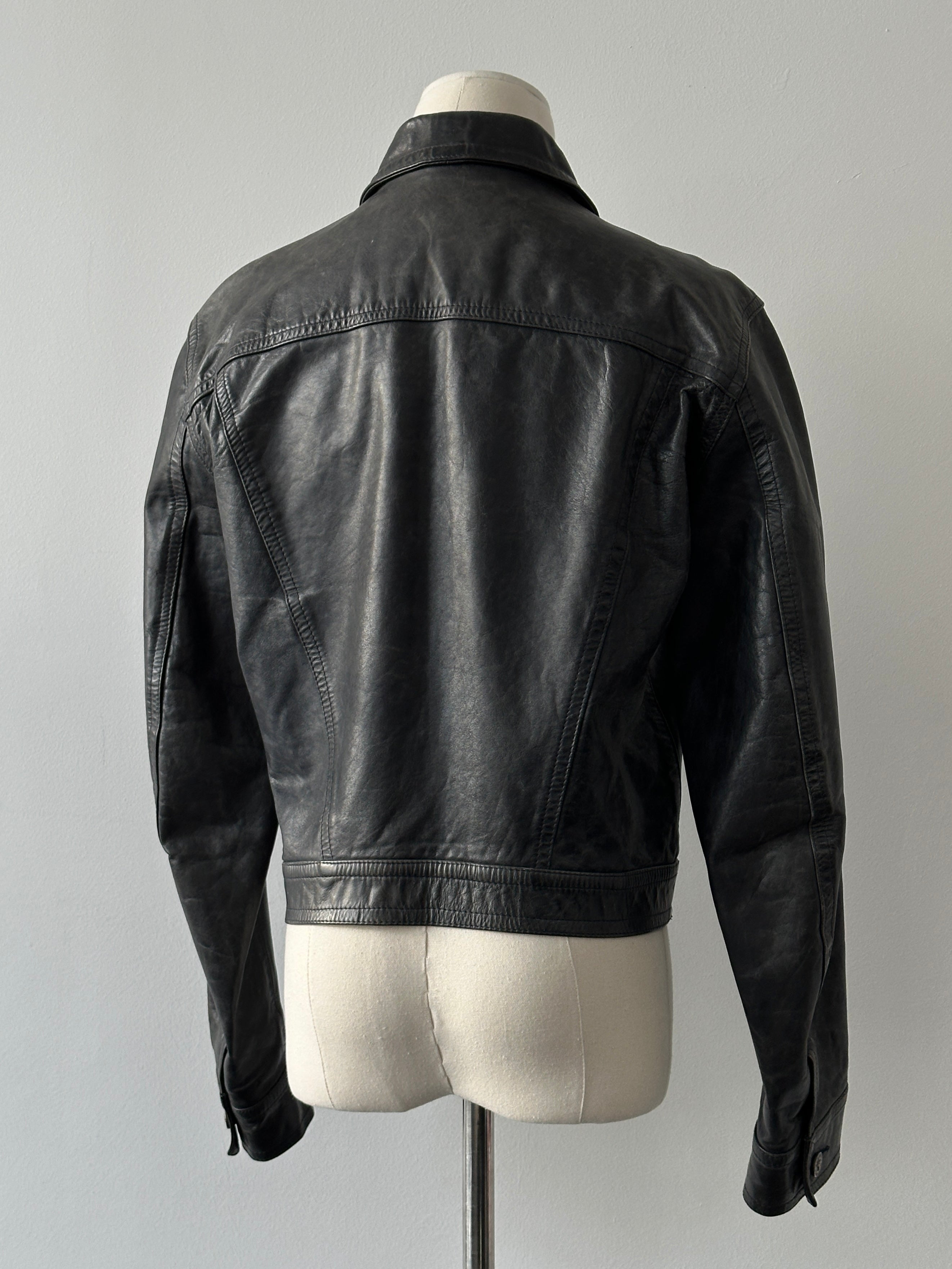 Versace Jeans Couture 2000s Bespoke Button Leather Jacket - S-M