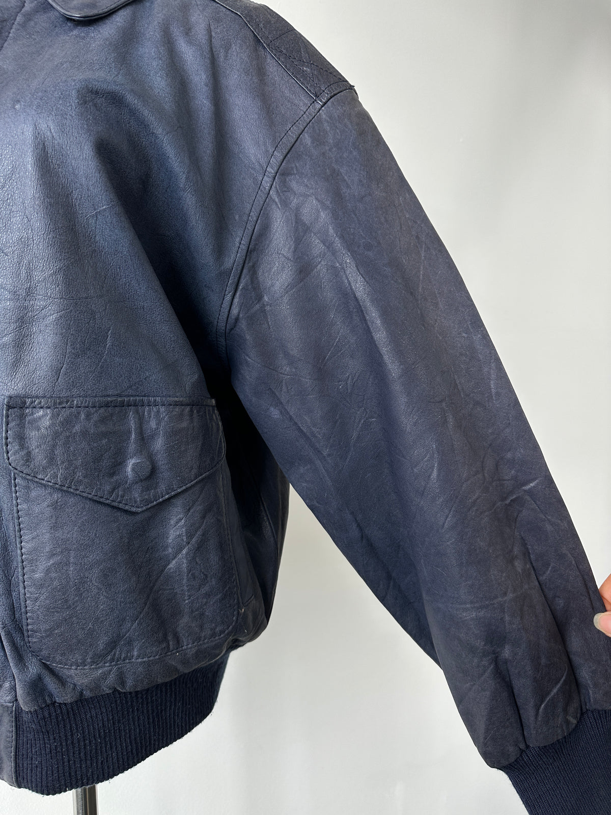 Vintage 1990s Bomber Leather Jacket - M