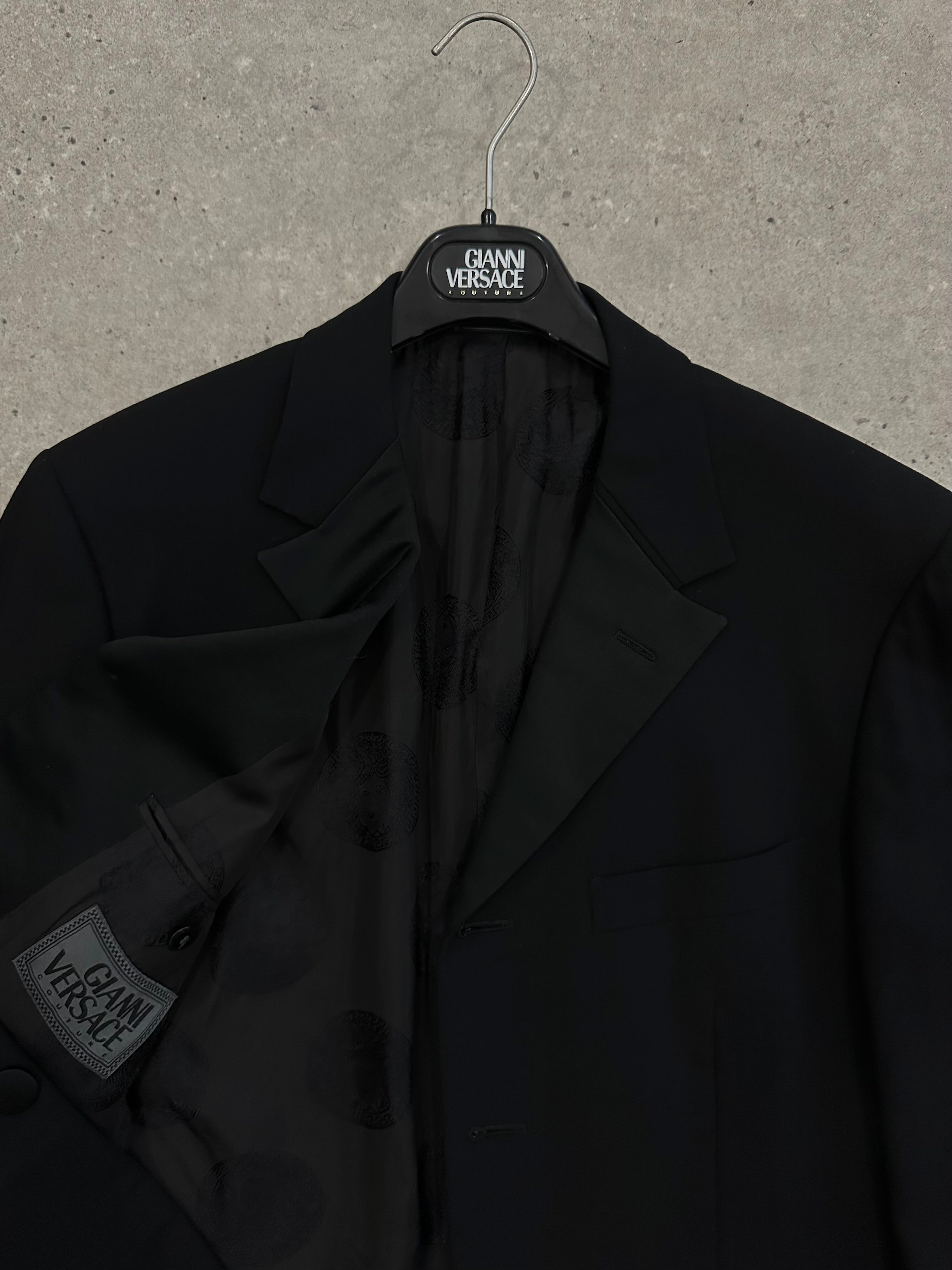 Versace Gianni Versace Couture wool tuxedo blazer, single-breasted design in size M/L, stylish men's formal jacket.