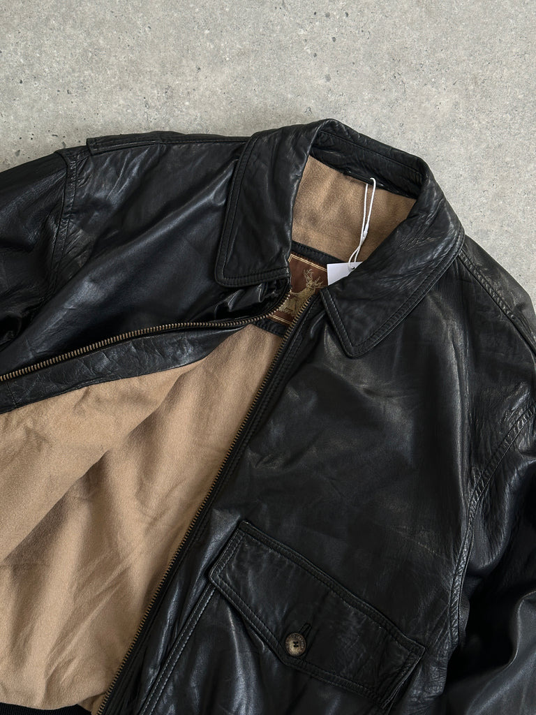Vintage Leather Bomber Jacket - L - SYLK
