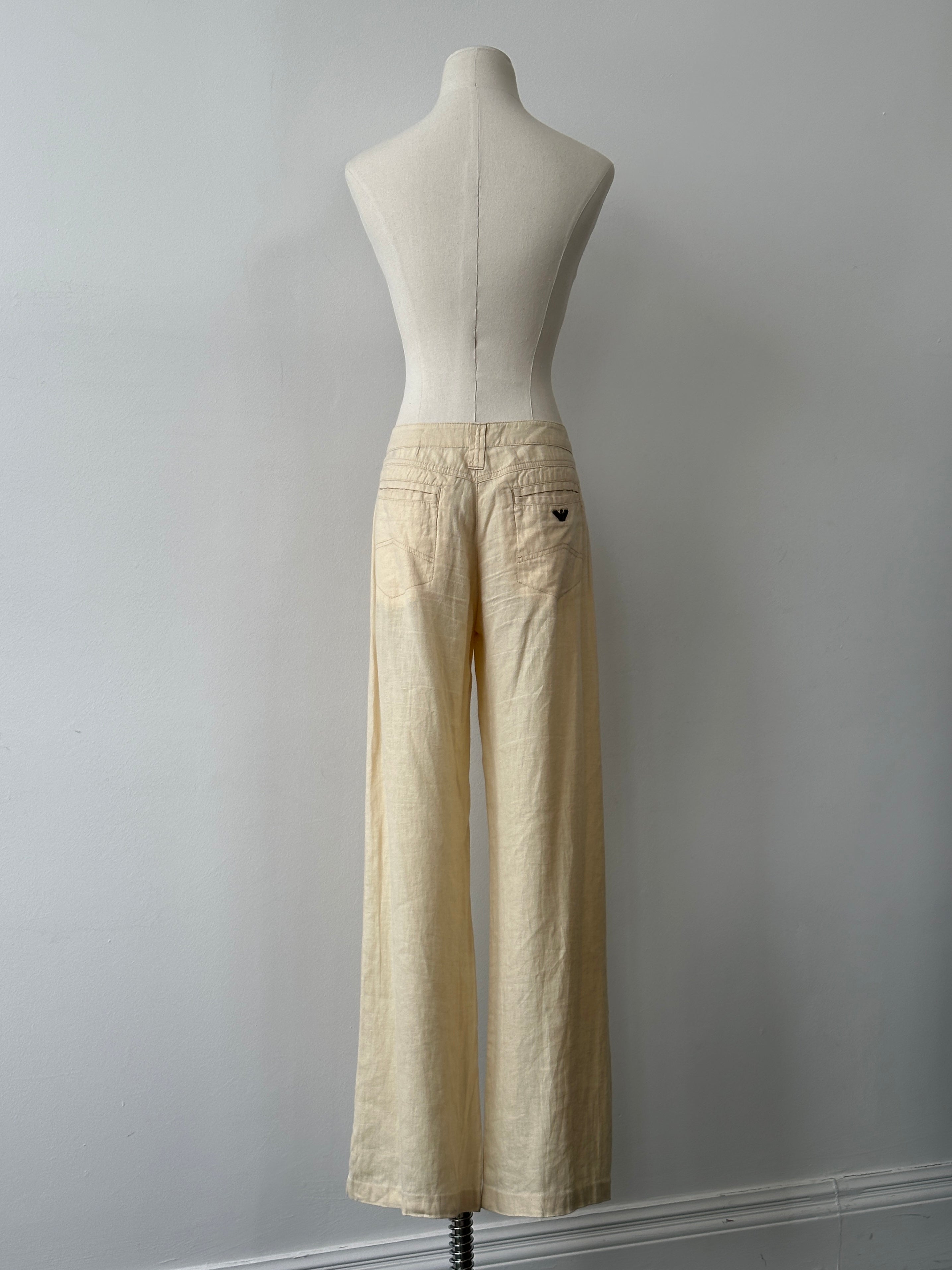 Armani Jeans 1990s Pure Linen Bootcut Leg Trousers - W30