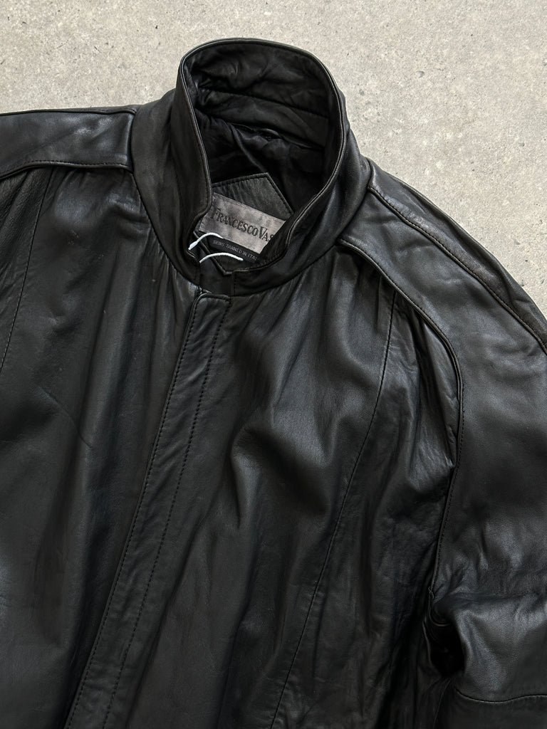 Italian Vintage Leather Bomber Jacket - M - SYLK