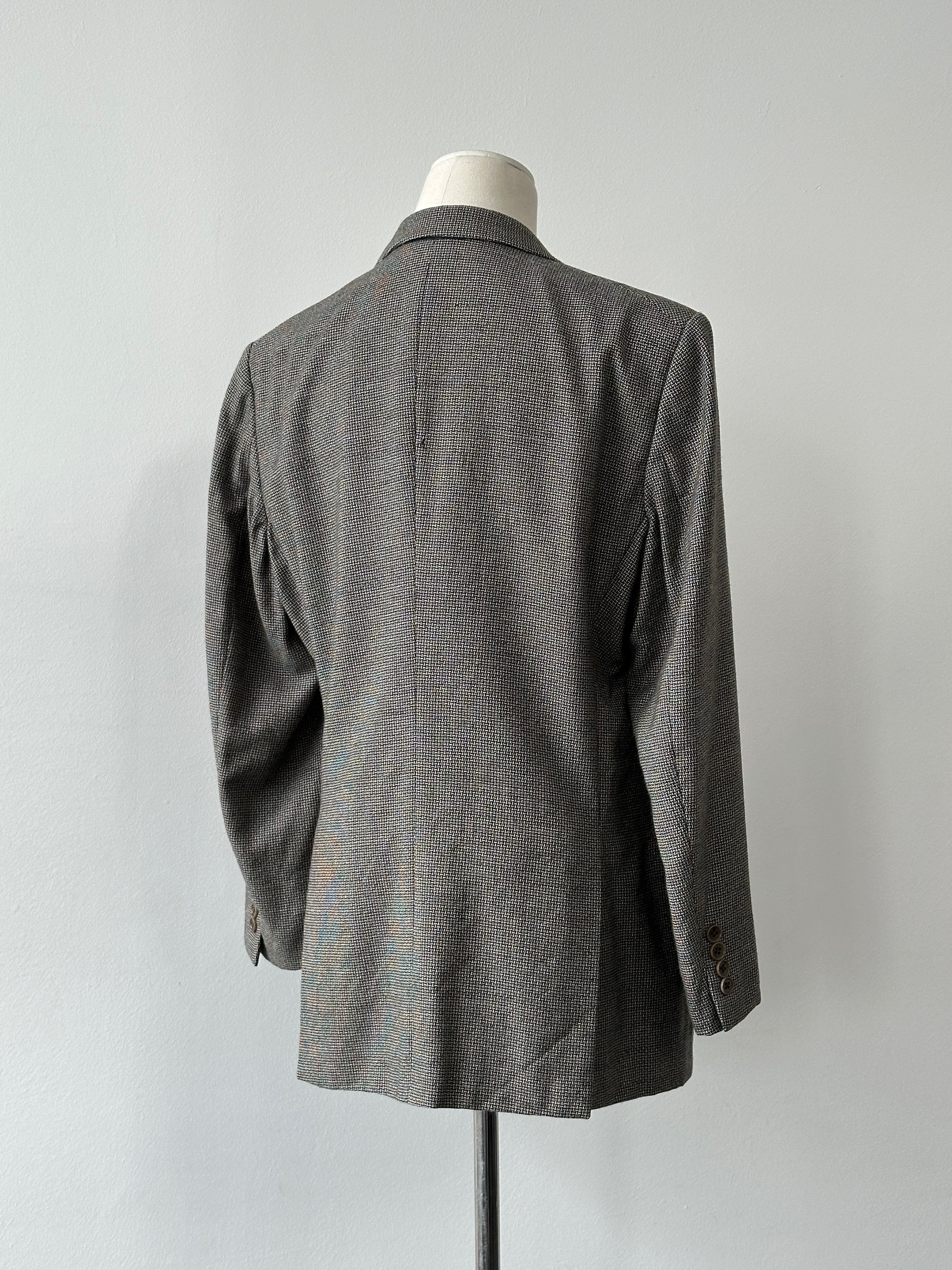 Armani Collezioni 1990s Wool Check Single Breasted Blazer - M