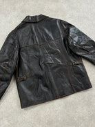 Italian Vintage 1990s Distressed Leather Jacket - L/XL - SYLK