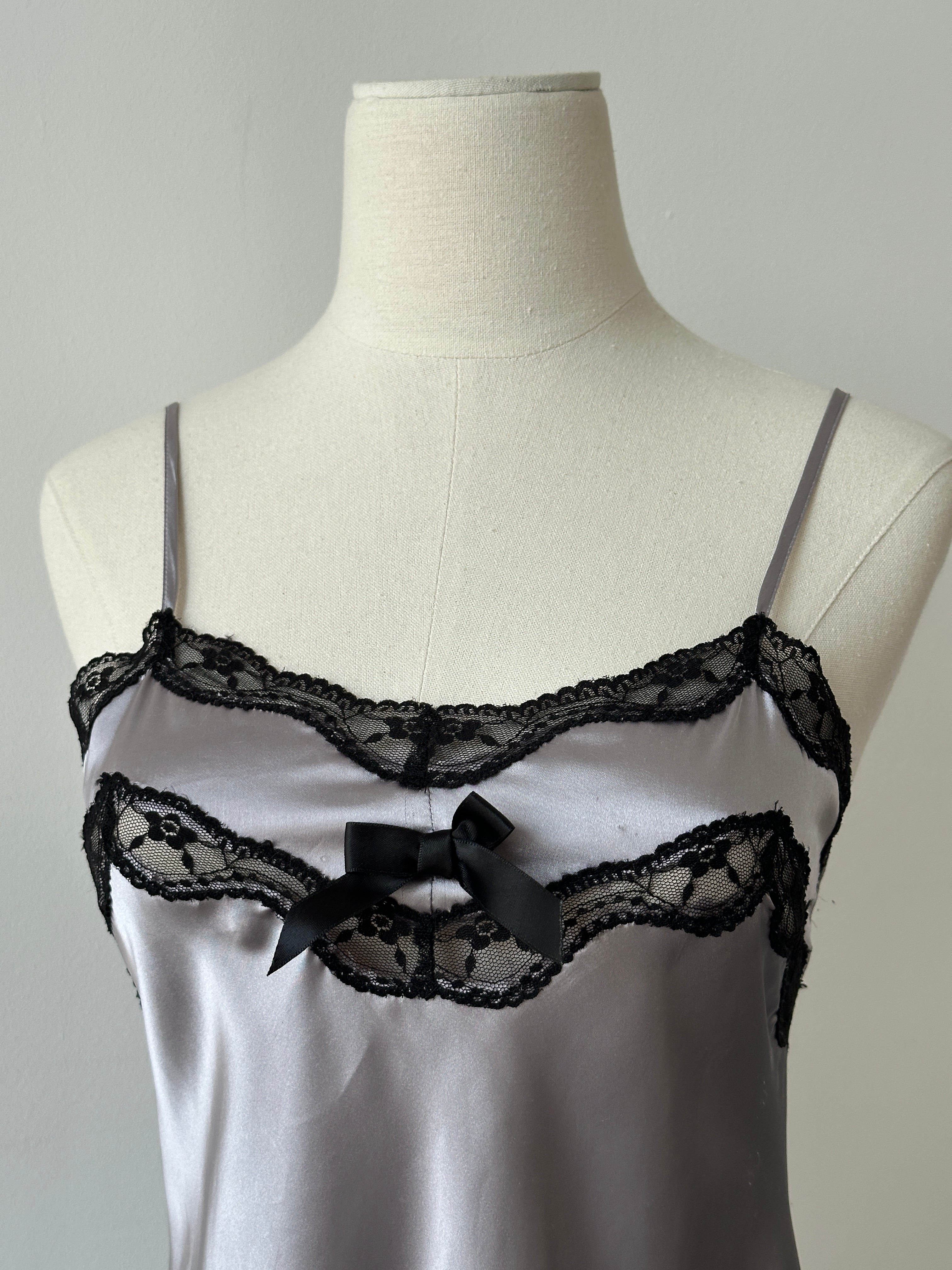 Vintage 2000s Satin Lace Mini Slip Dress - XS