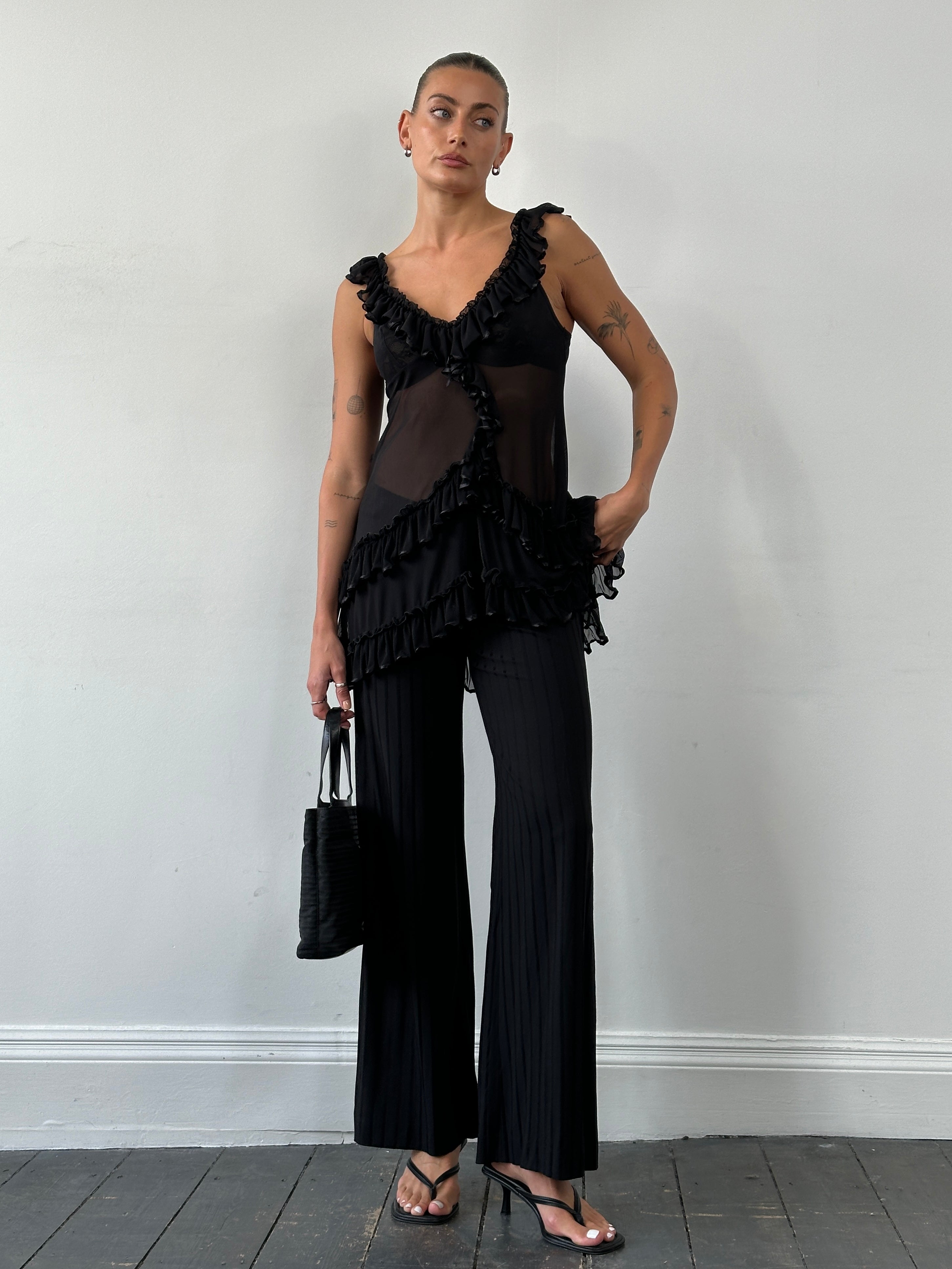 Vintage Sheer Ruffle Top - S/M - SYLK