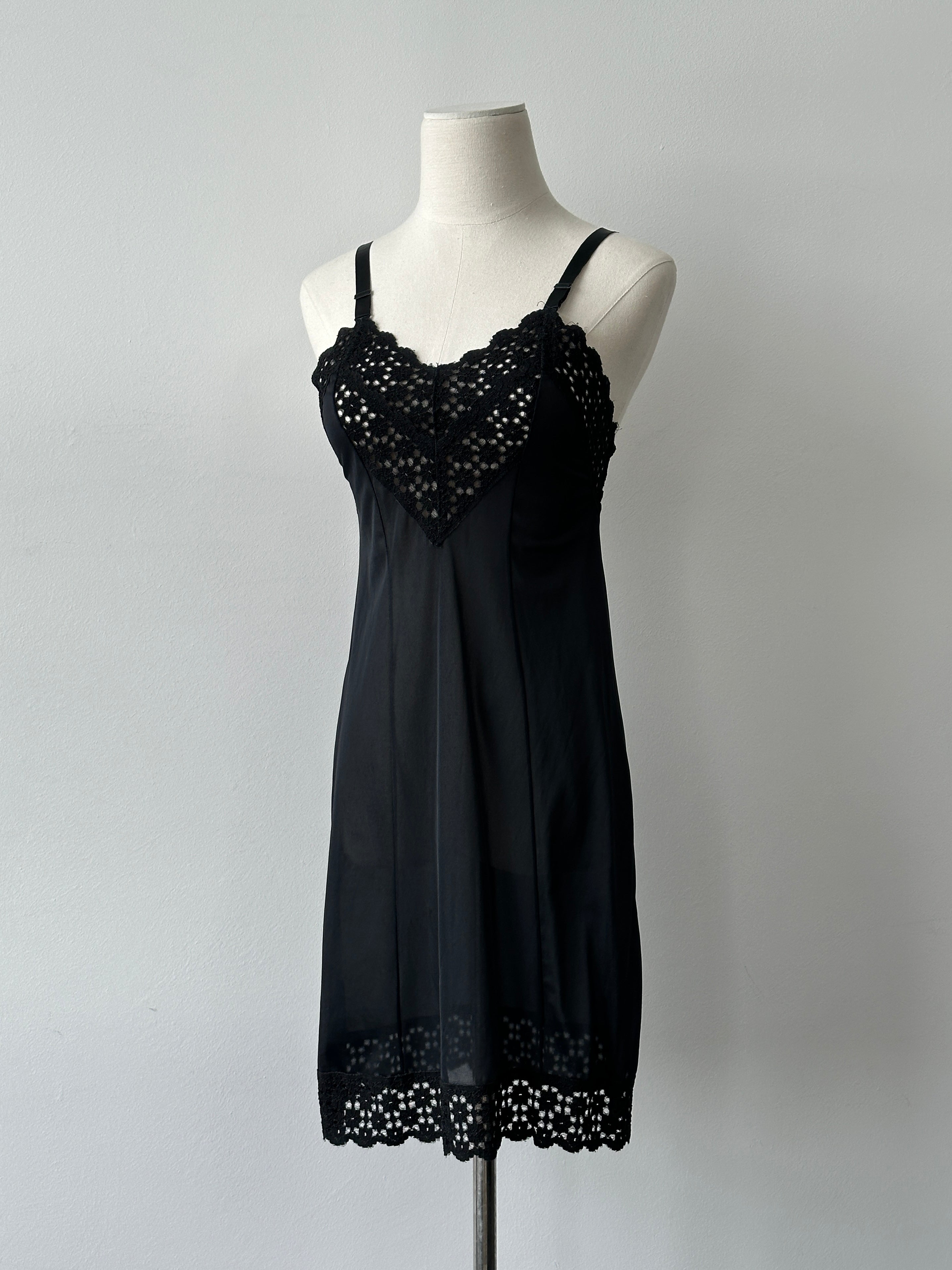 Vintage 1990s Satin Lace Mini Sheer Slip Dress - XS