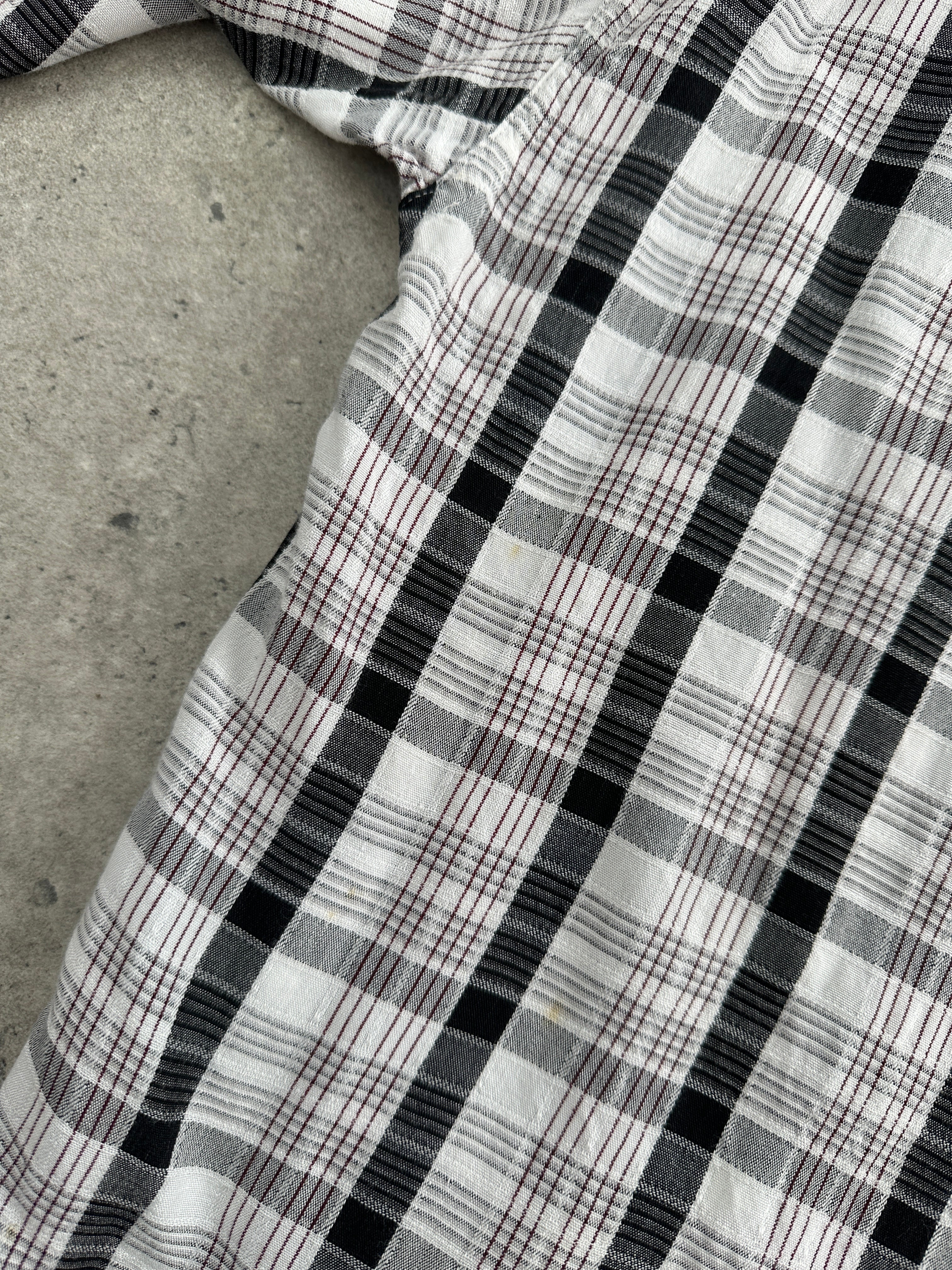 Yves Saint Laurent Pour Homme 1990s check shirt in size L, featuring classic plaid pattern and button-down style.