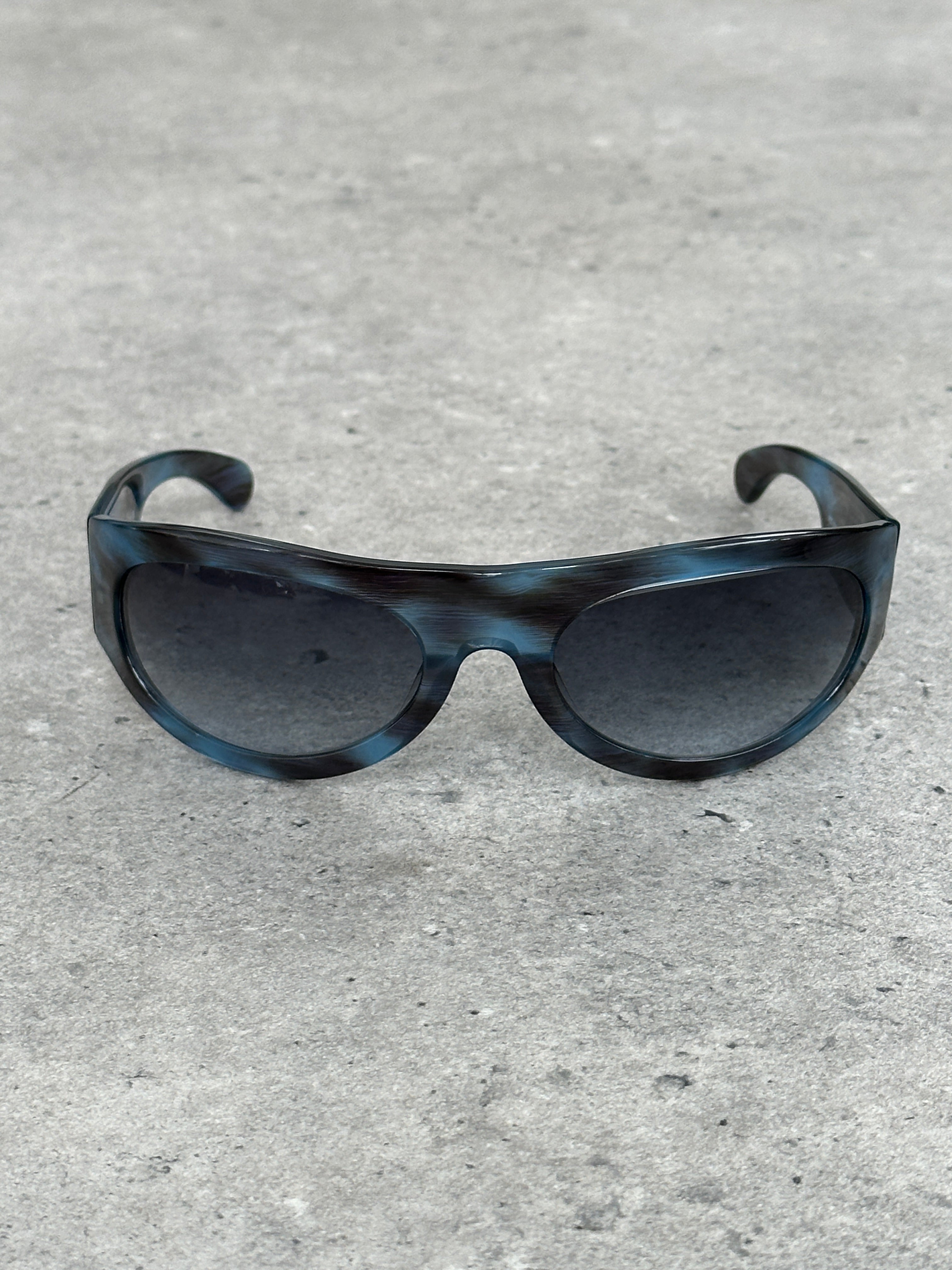 Versace Versus 2000s Marbled Wrap Shield Logo Sunglasses