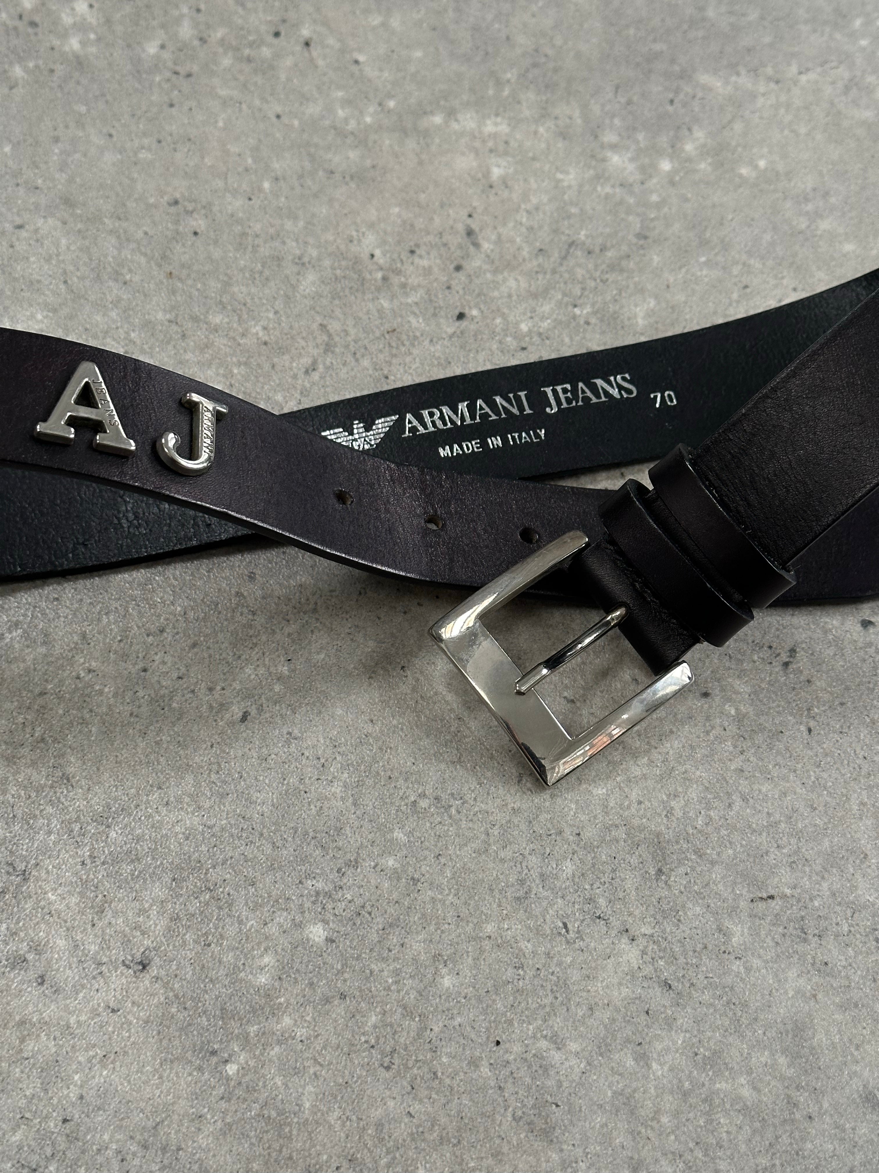 Armani Jeans 2000s Leather Logo Belt - W26-29