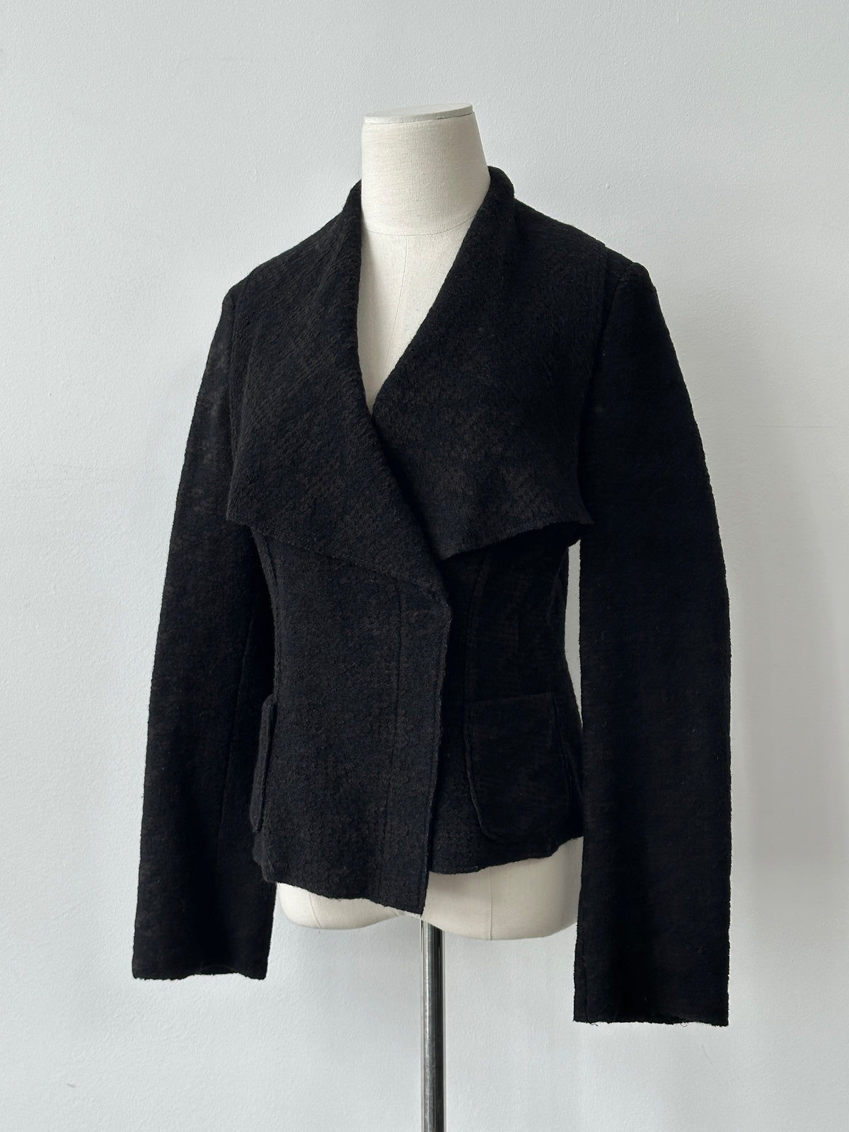 Vintage 2000s Virgin Wool Asymmetric Fitted Jacket - M