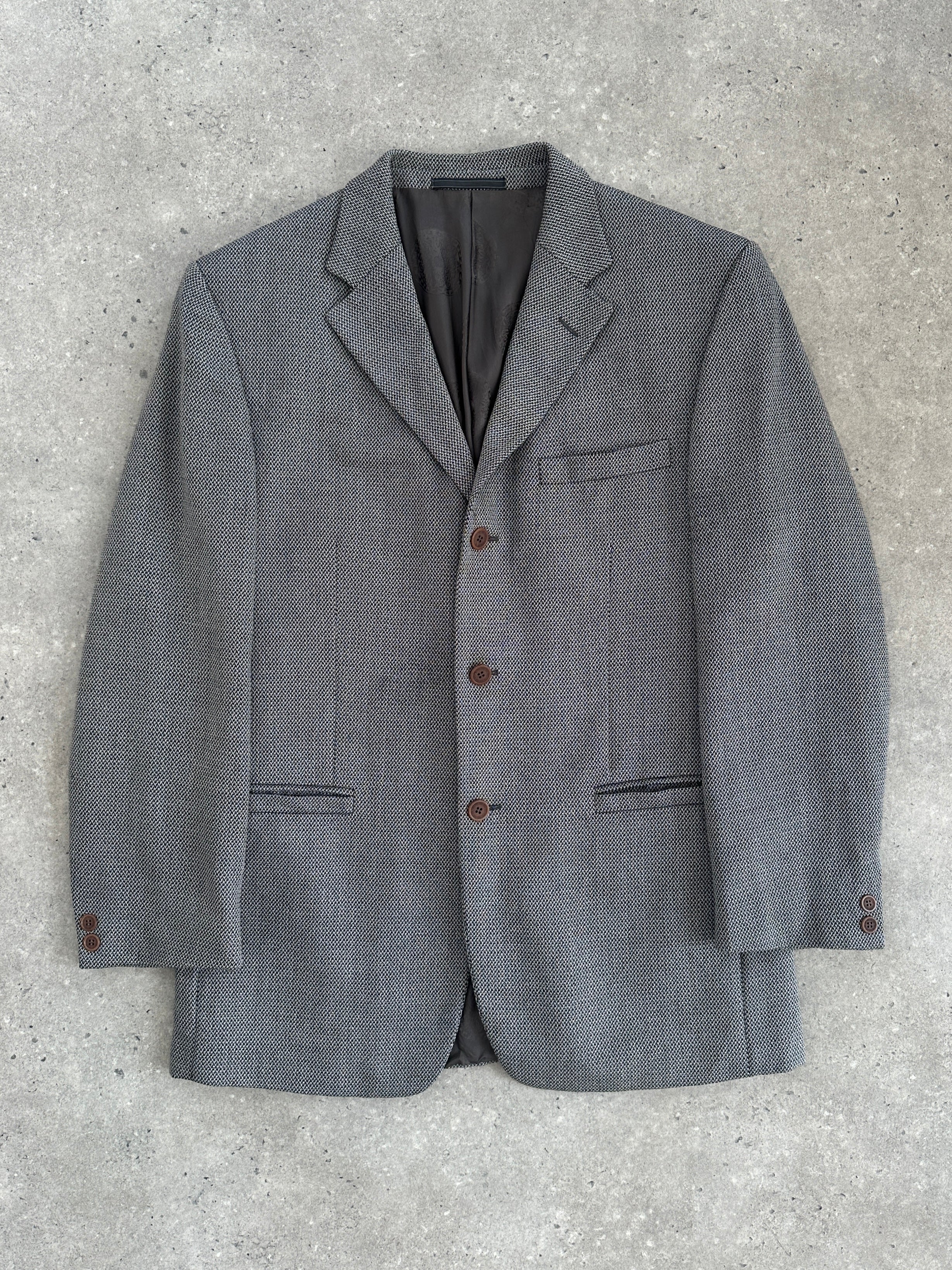 Versace Classic V2 90s woven single-breasted blazer in size 40R/M, shown in a tailored, structured design with Versace branding.