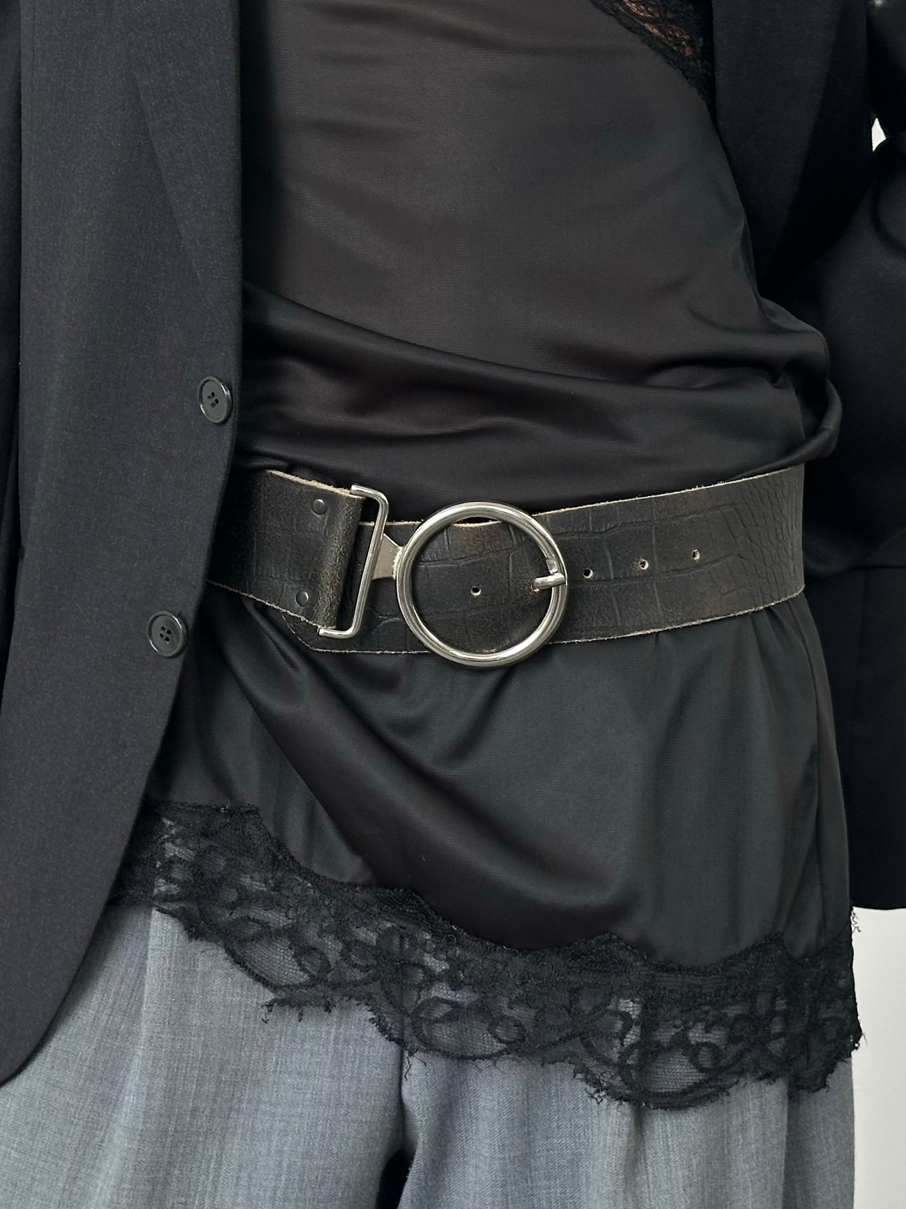Vintage 1990s Leather Chunky Circular Belt - W34-38