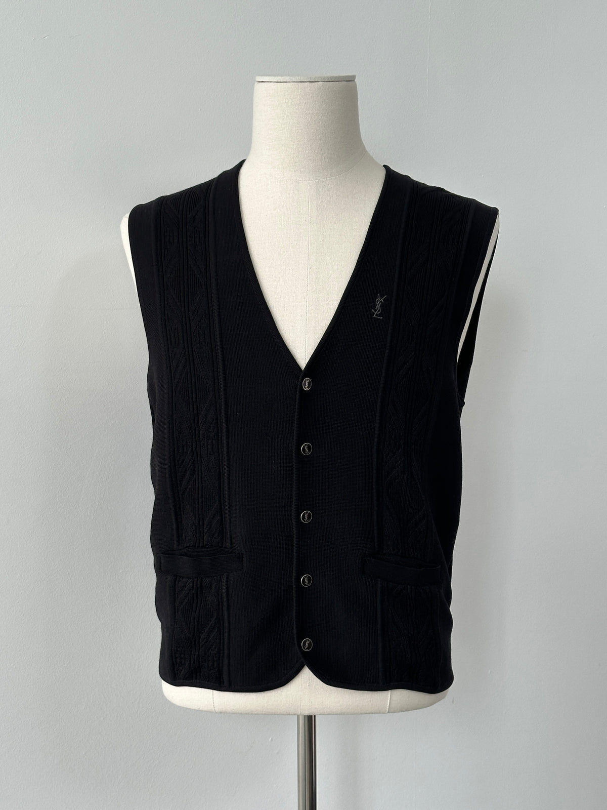 Yves Saint Laurent 1990s Pure Wool Bespoke Button Waistcoat - M