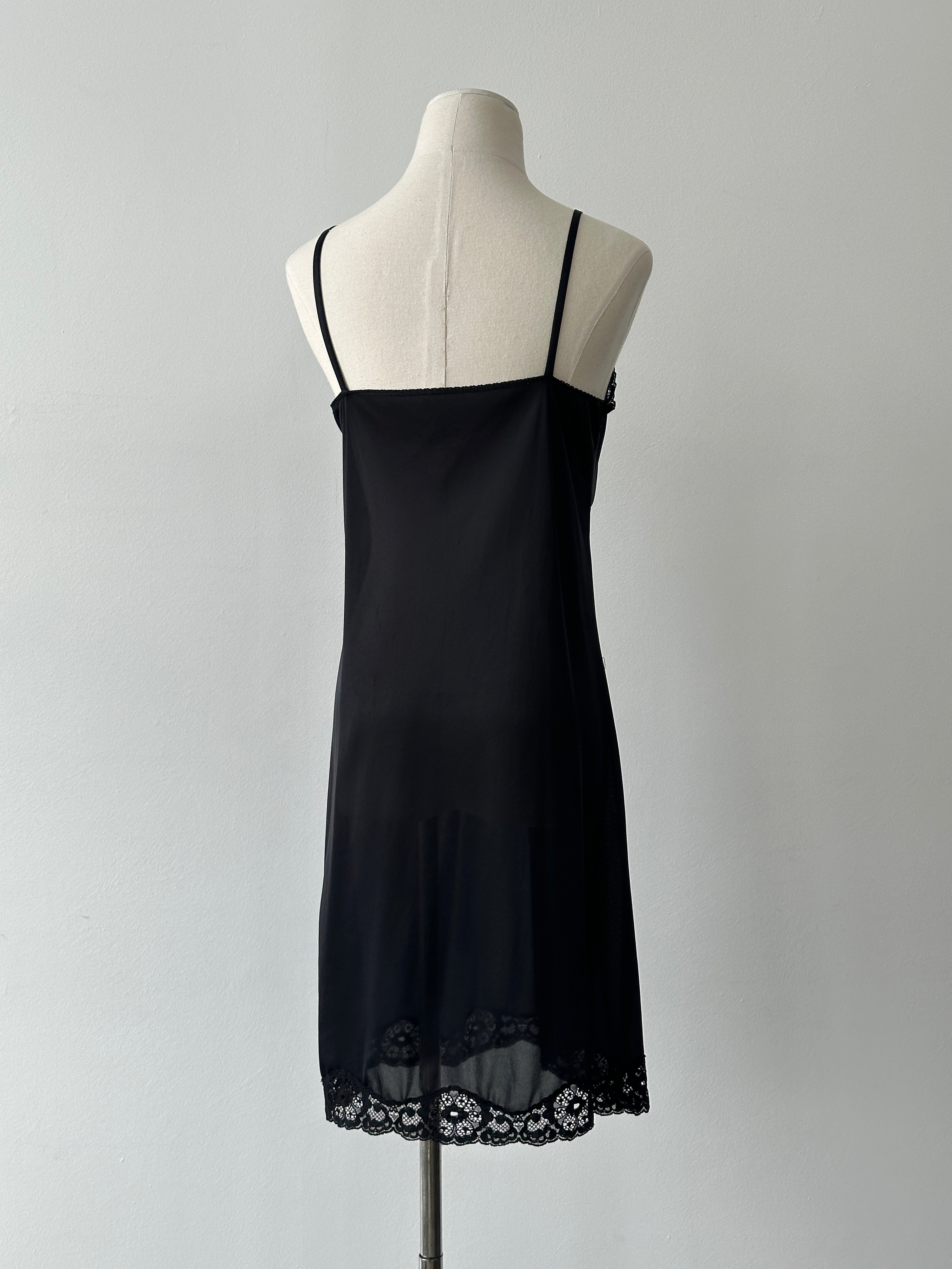 Italian Vintage 1990s Lace Sheer Slip Mini Dress - S
