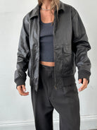 Vintage Smooth Leather Bomber Jacket - L - SYLK