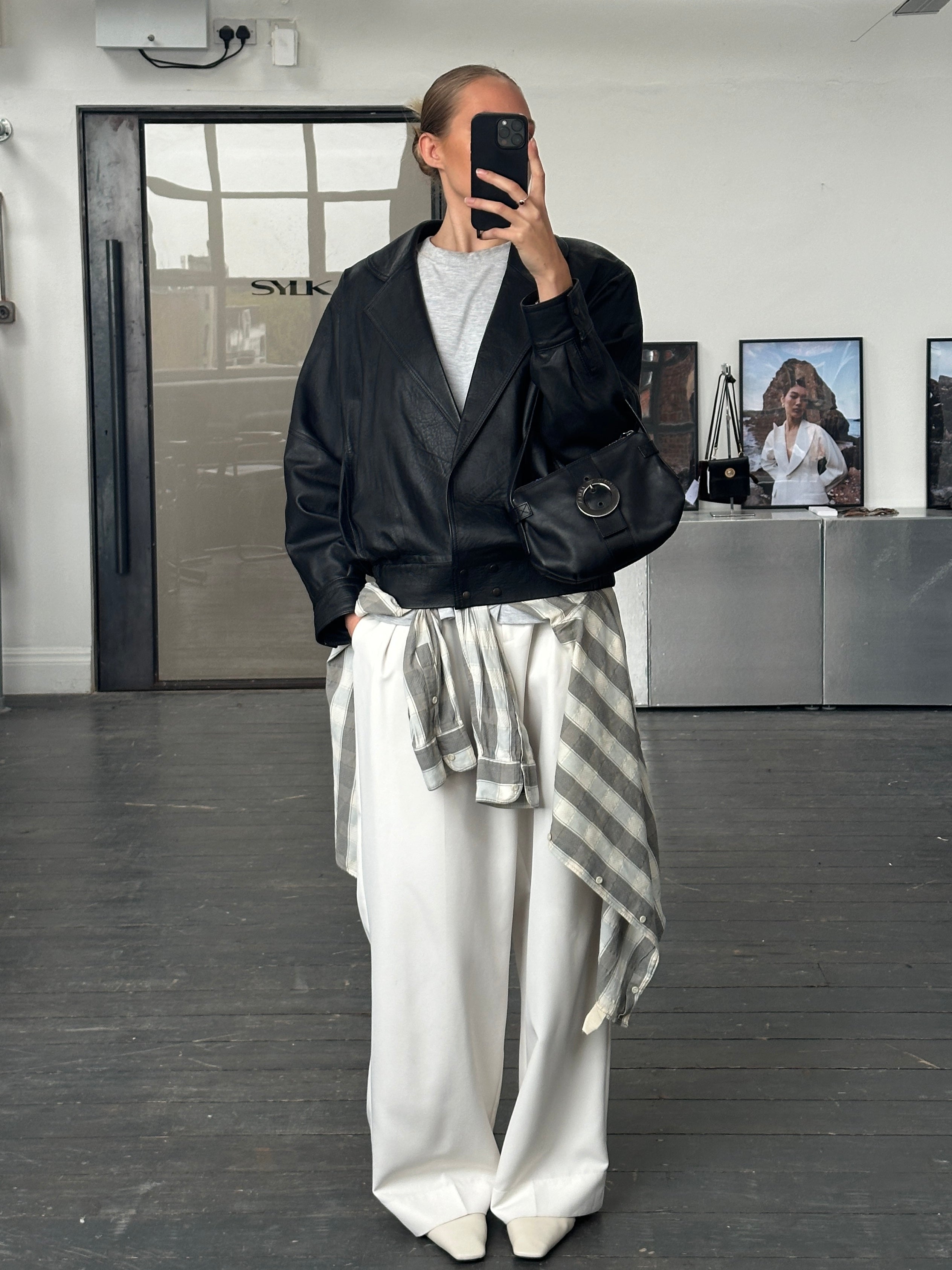 Vintage 1990s Lamb Leather Bomber Jacket - M - SYLK