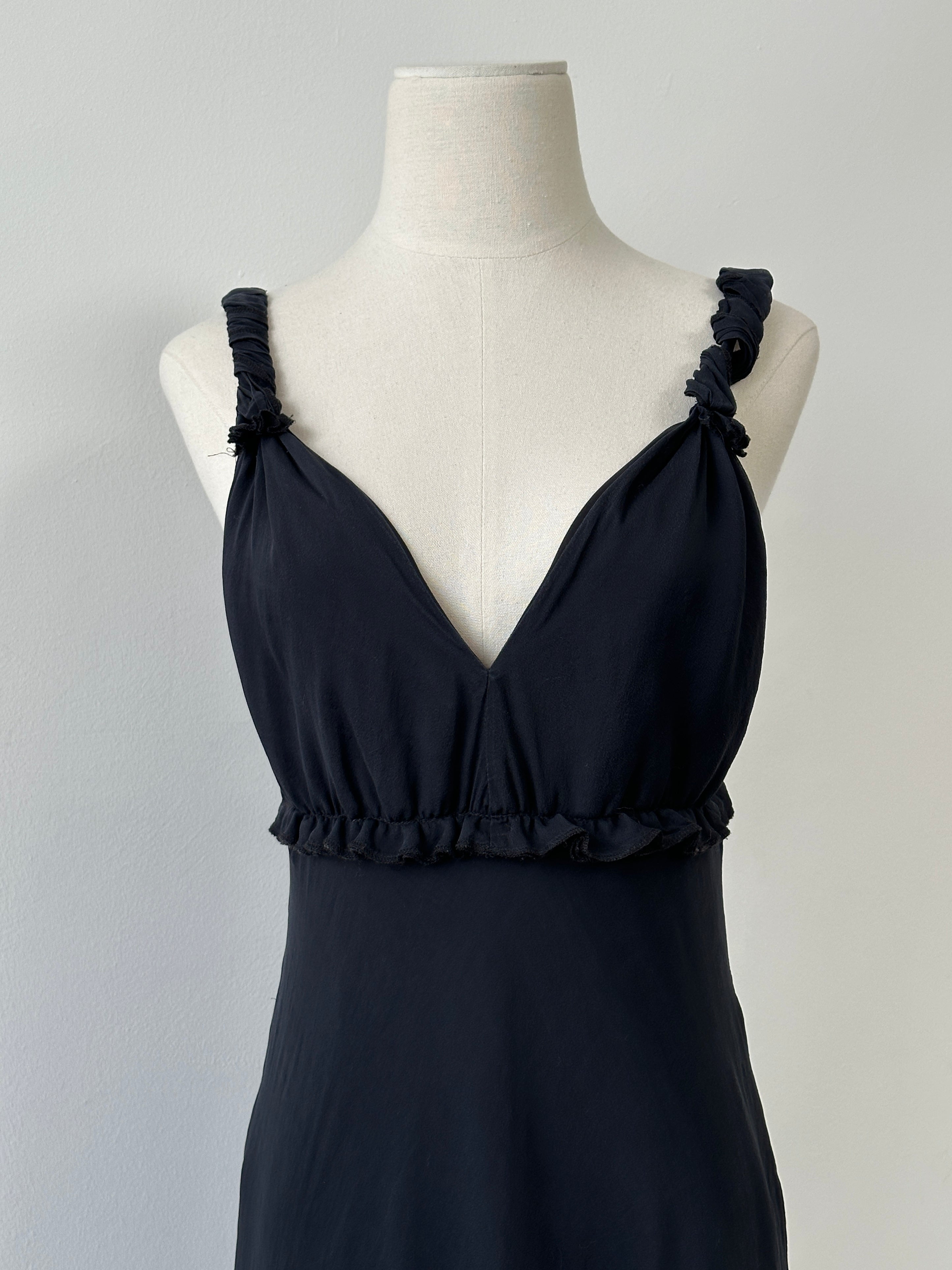 Vintage 2000s Pure Silk V Neck Layered Midi Dress - M