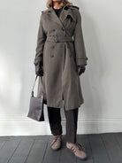 Burberry Wool Double Breasted Belted Trench Coat - M - SYLK