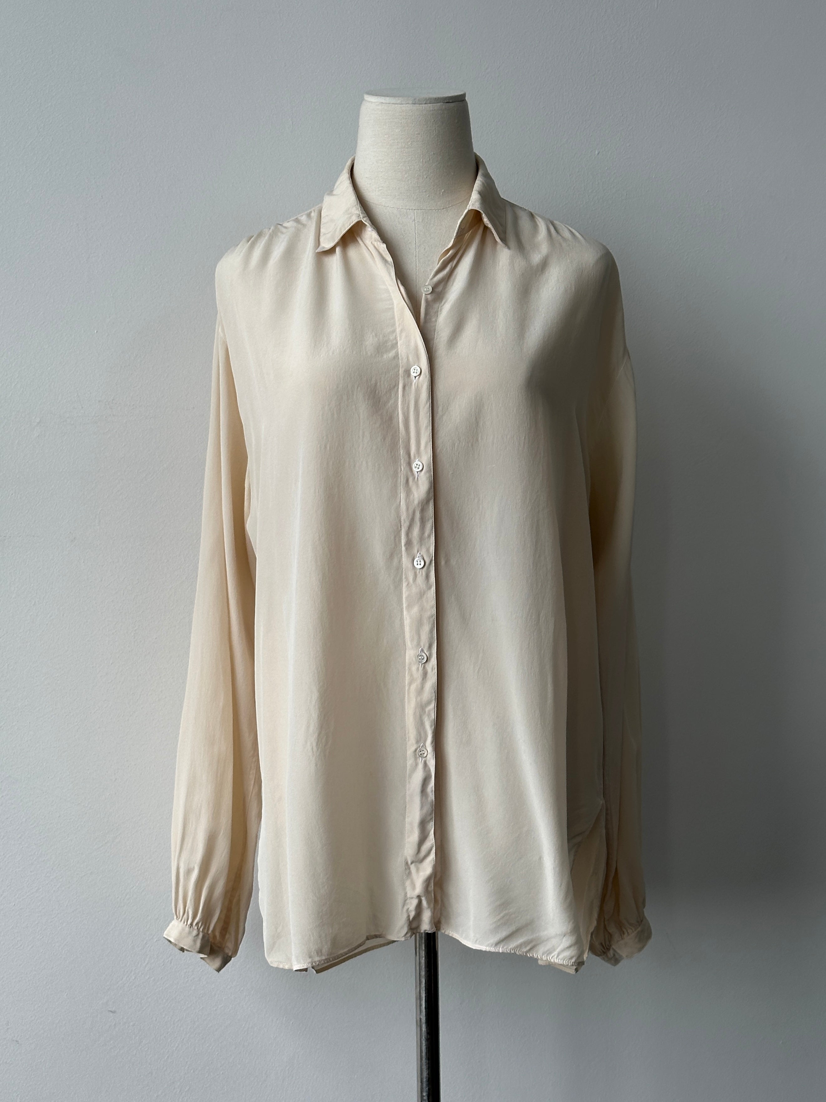 Italian Vintage 1990s Pure Silk Sheer Shirt - L