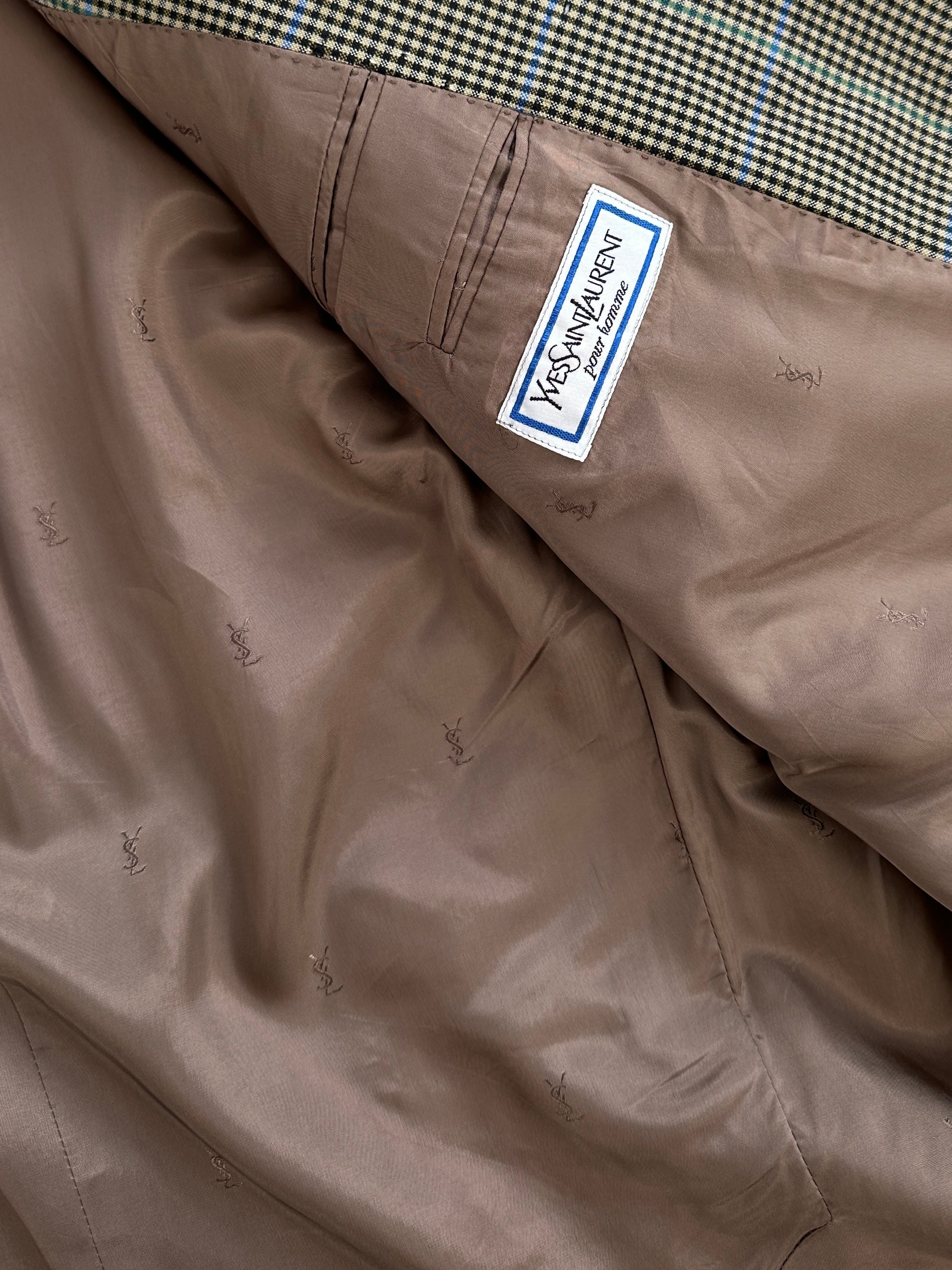 Yves Saint Laurent 1990s Wool Single Breasted Check Blazer - 44R