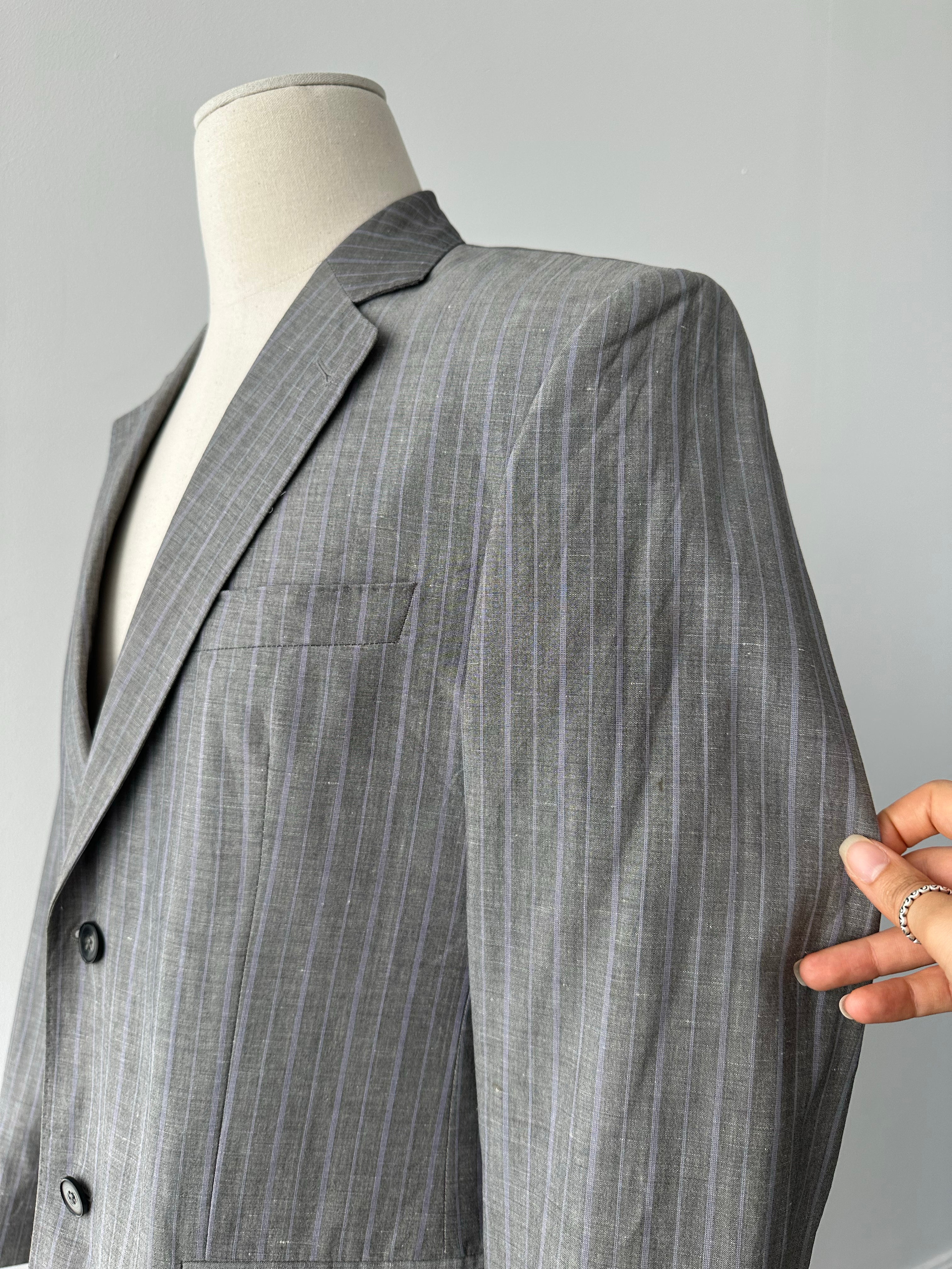 Loro Piana x Coldes 1990s Linen Striped Blazer - 40R