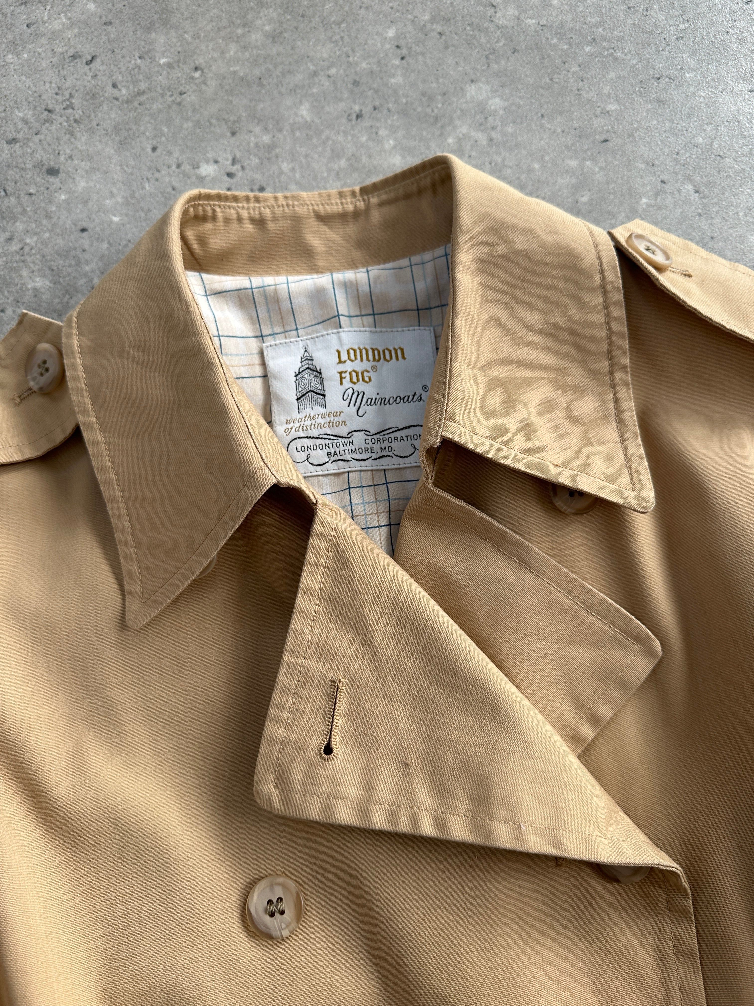 London Fog Cotton Double Breasted Belted Trench Coat - M - SYLK