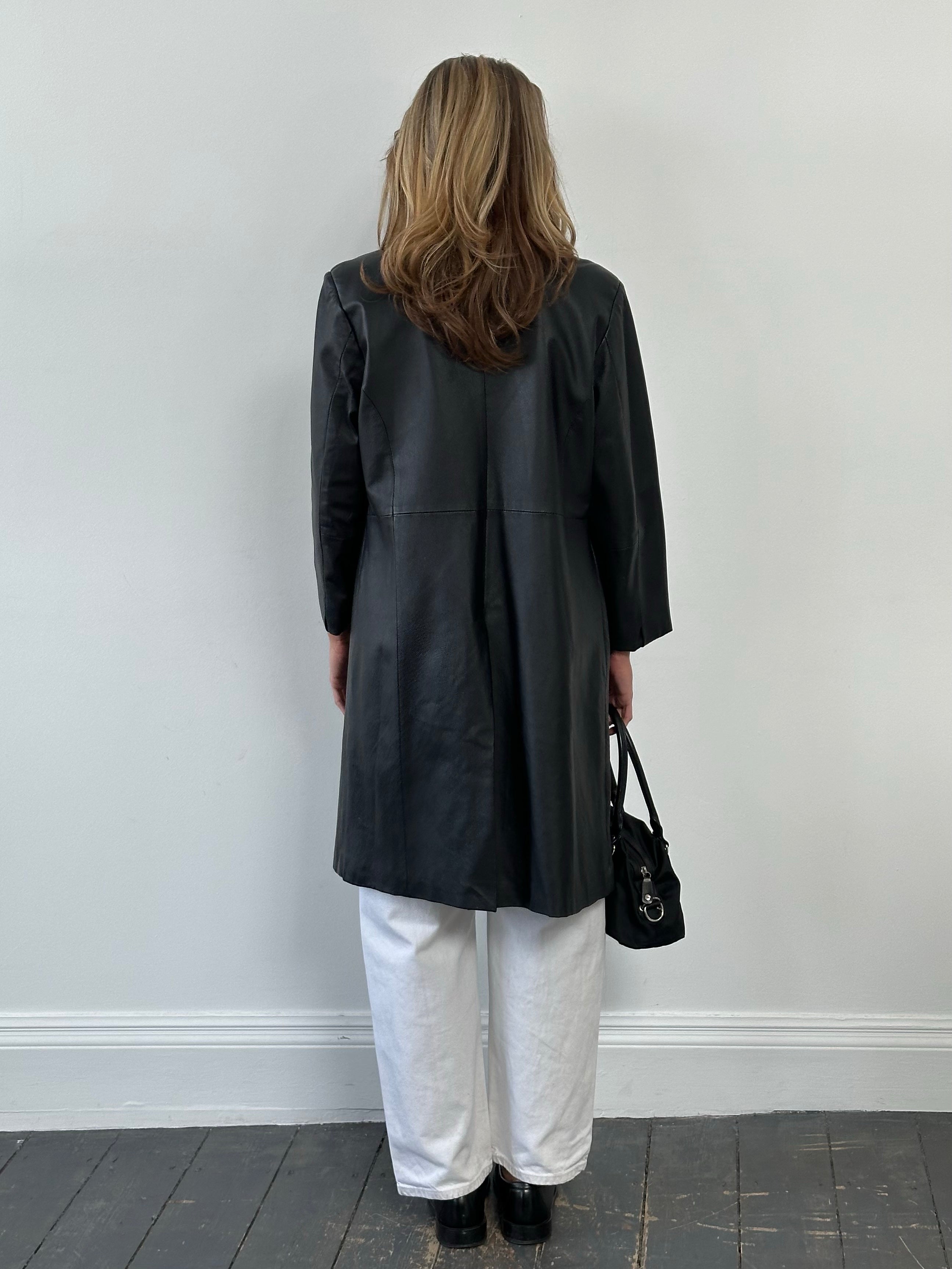 Vintage 1990s High Neck Concealed Placket Trench Coat - S/M